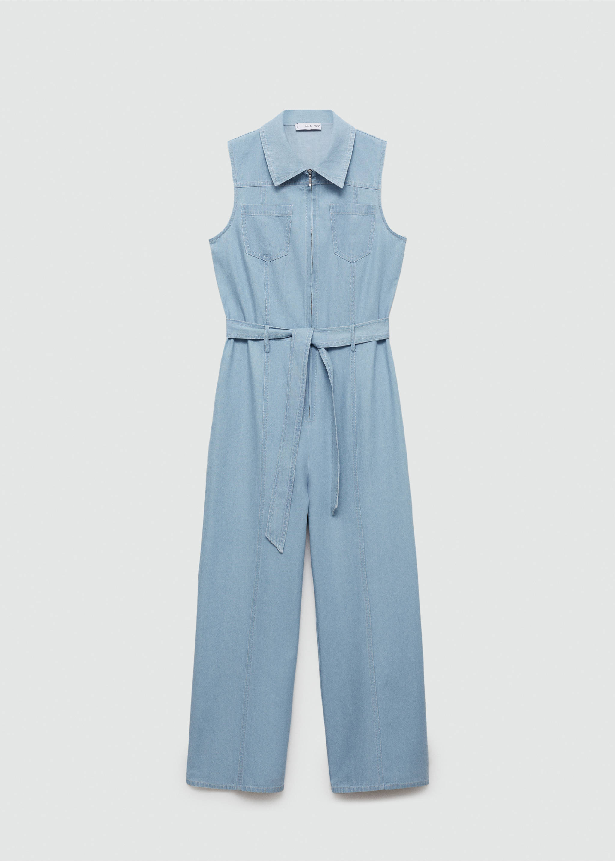 Abito a tuta denim cintura - Articolo senza modello, Azzurro. Ref: 77094013-00.