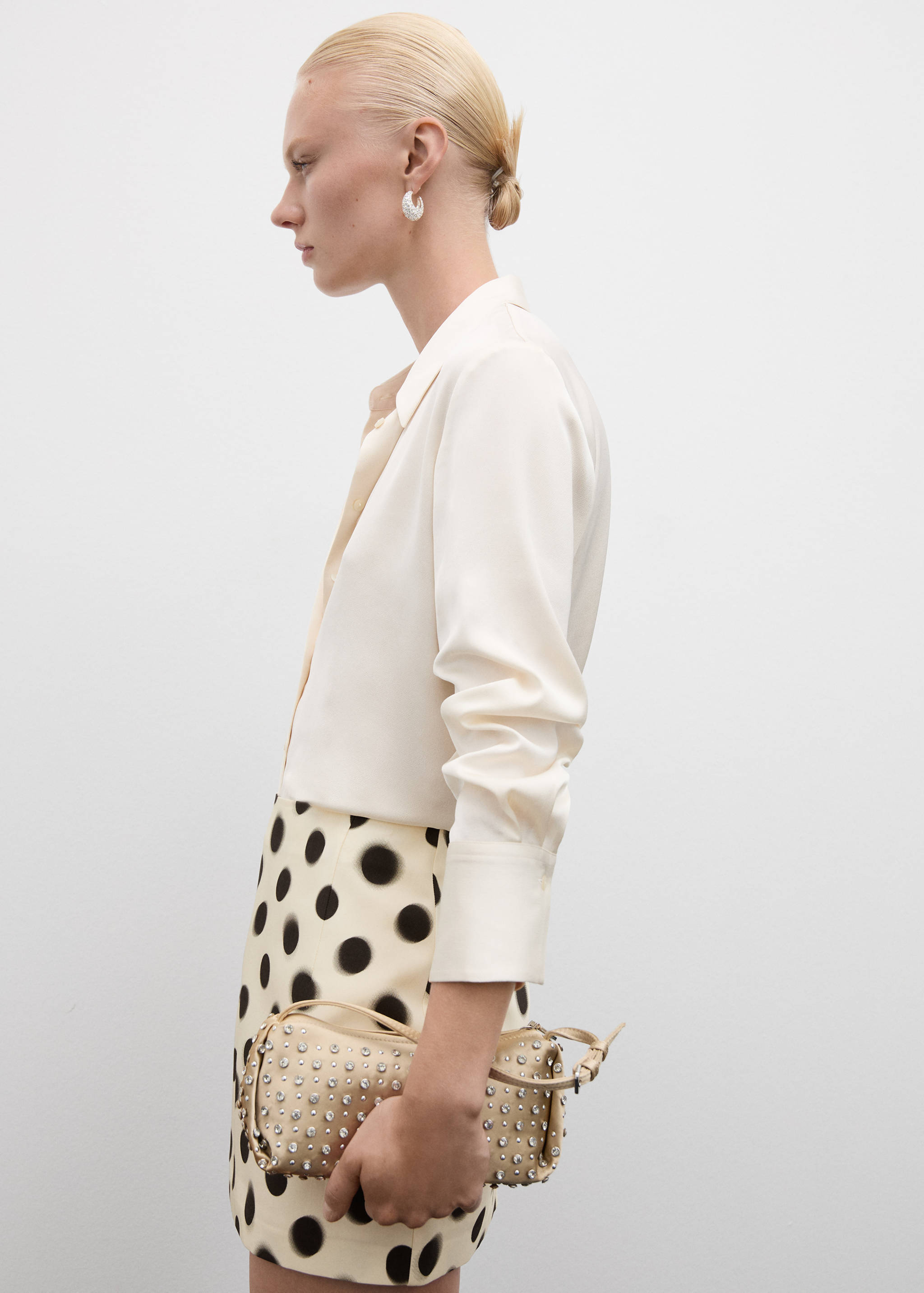 Polka-dot satin mini-skirt - Details of the article 2