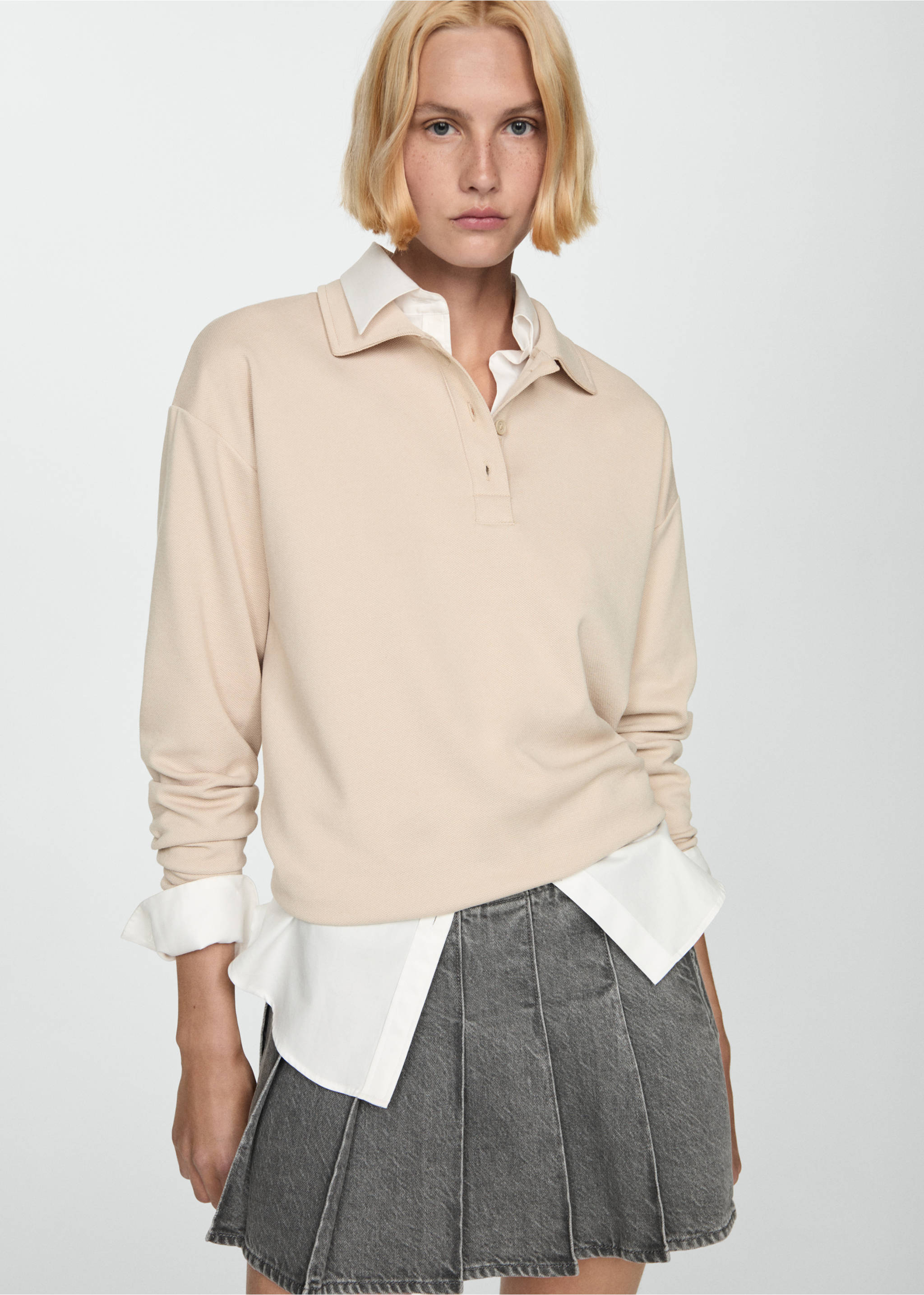 Fustă mini din denim cu clini - Detaliu al articolului 1, Gri-denim. Ref: 77094020-00.