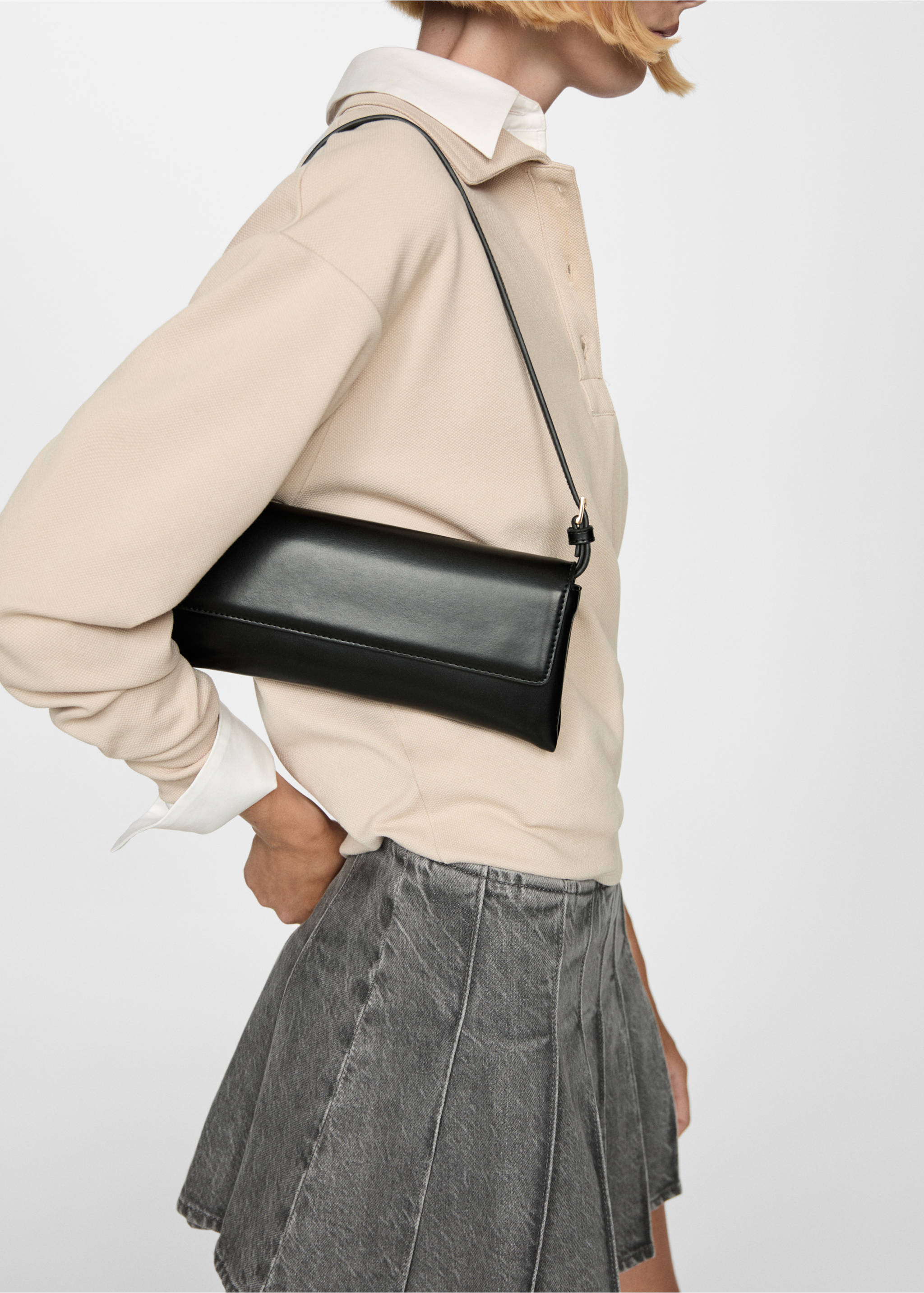 Fustă mini din denim cu clini - Detaliu al articolului 6, Gri-denim. Ref: 77094020-00.