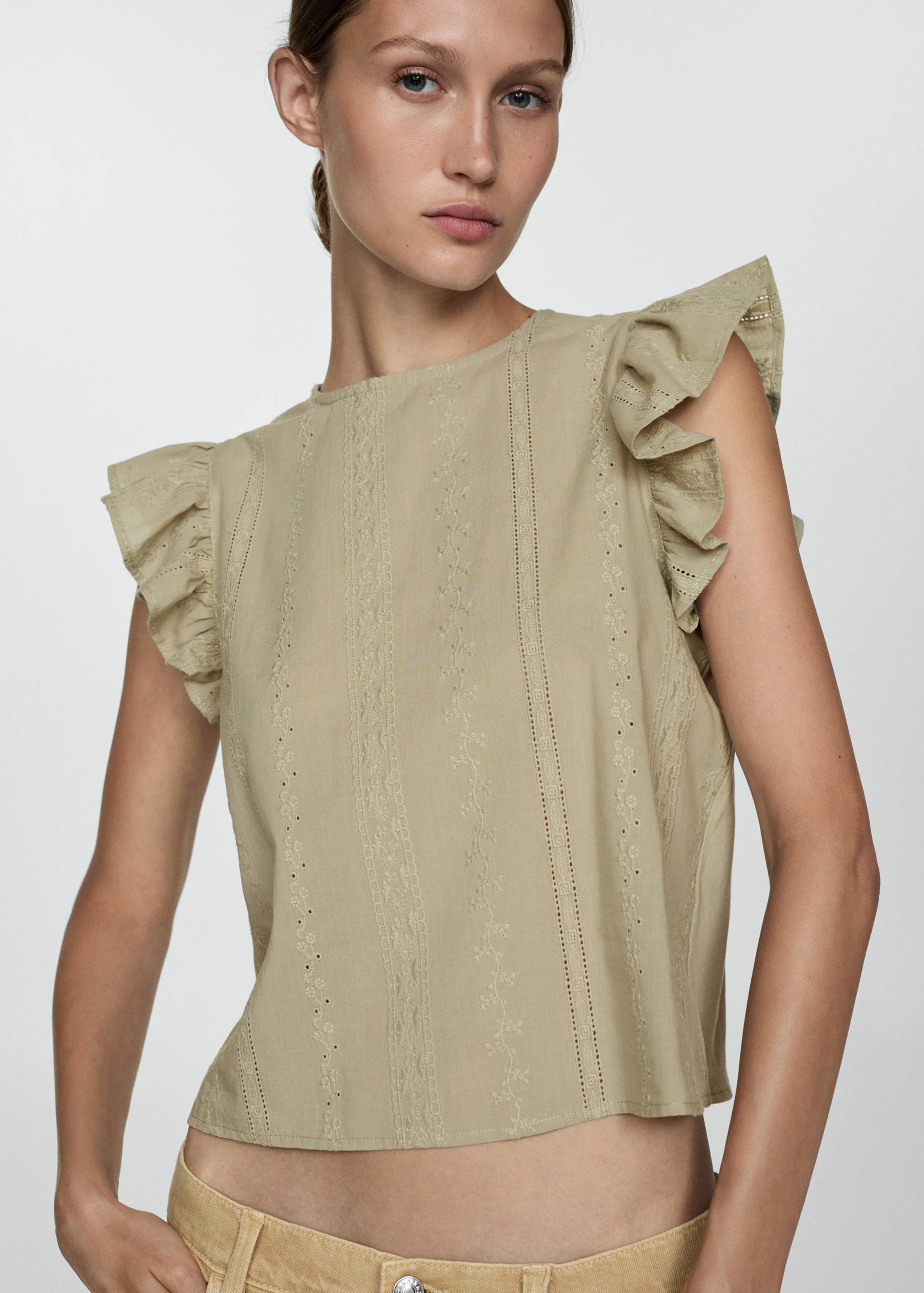 Katoenen top met ruches - Middenvlak