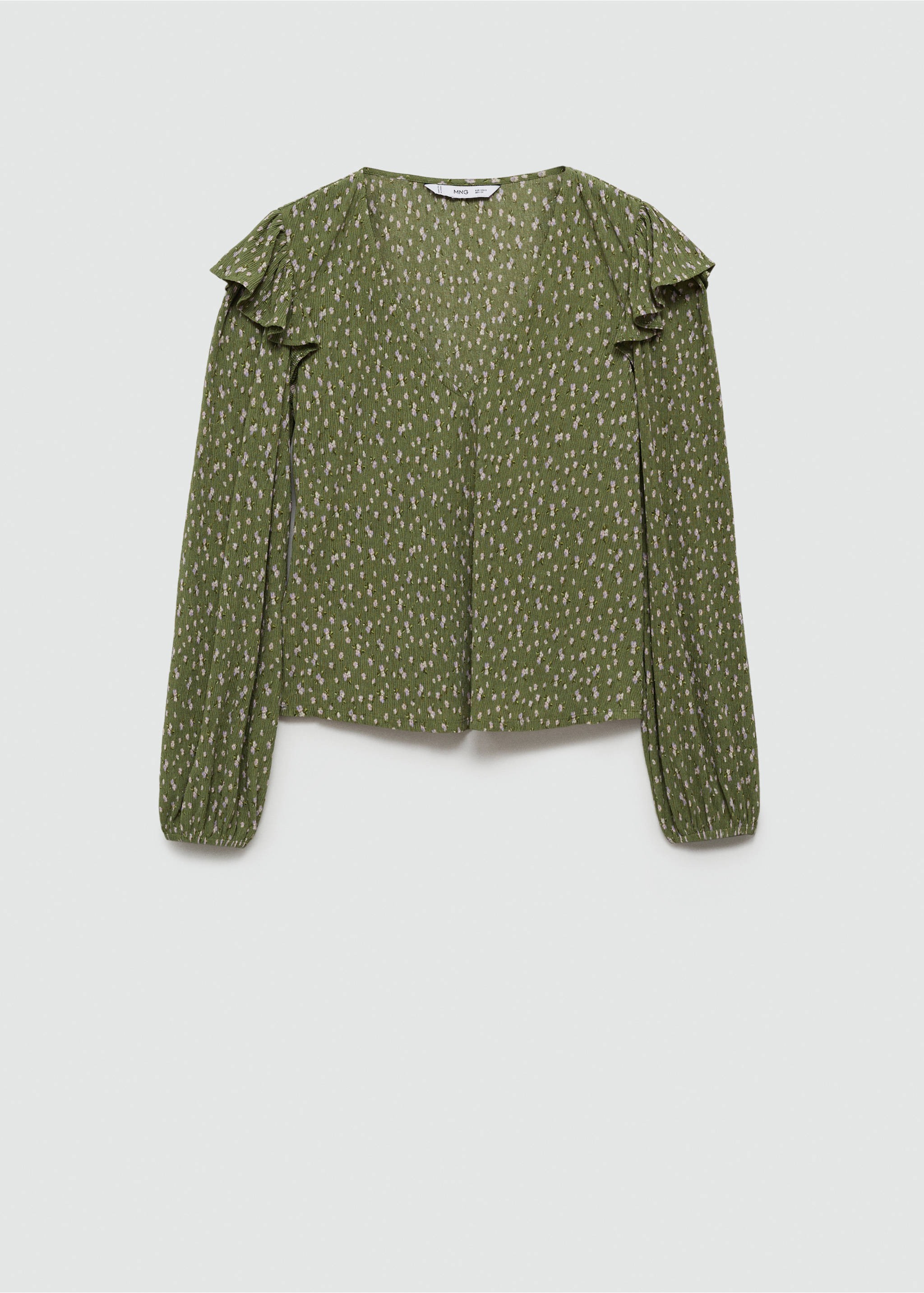 Ruffles printed blouse - Article without model, Green. Ref: 77094027-00.