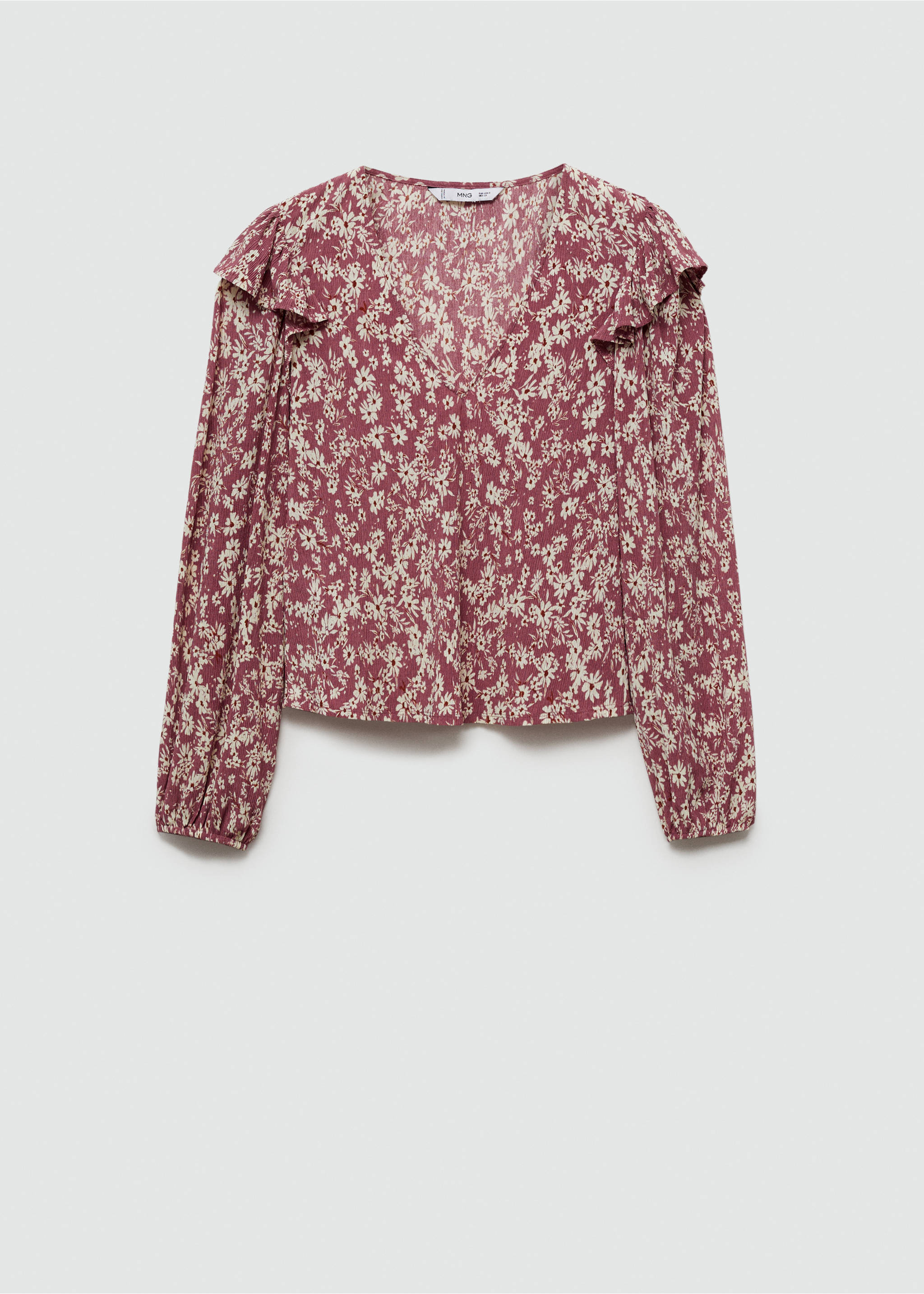 Ruffles printed blouse - Article without model, Pink. Ref: 77094027-00.