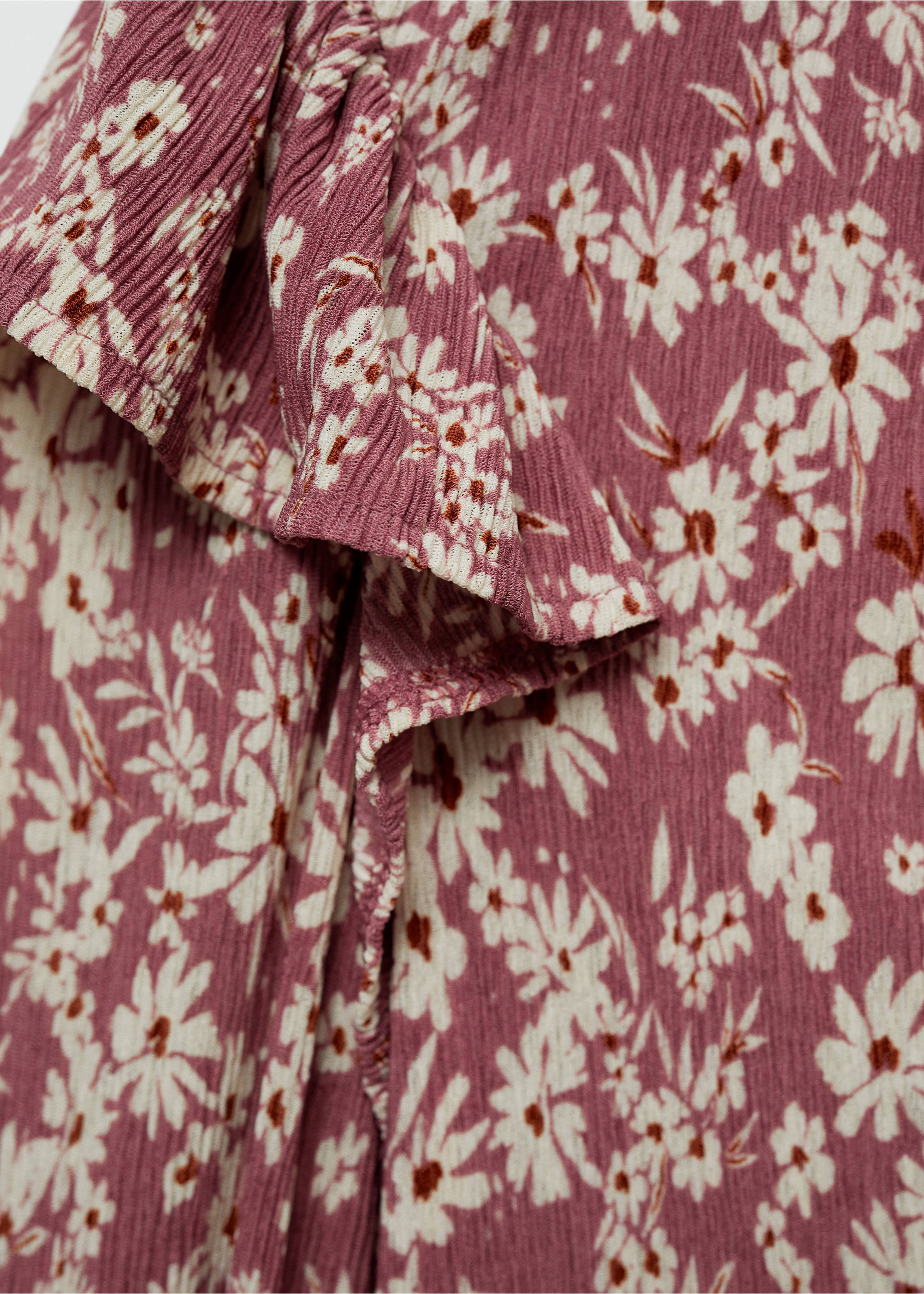 Ruffles printed blouse - Details of the article 8, Pink. Ref: 77094027-00.