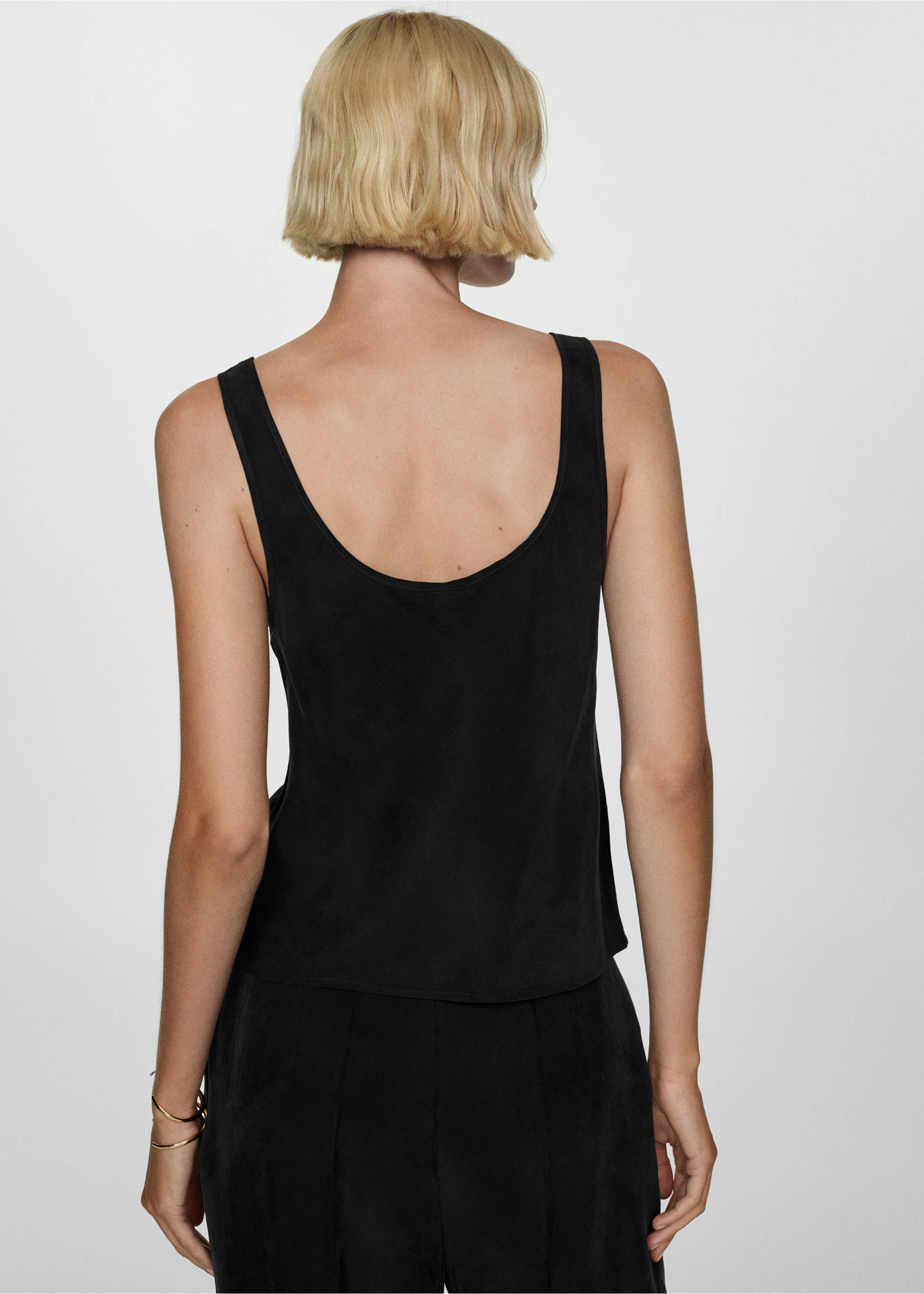 Strapless cupro top - Reverse of the article, Black. Ref: 77094028-00.