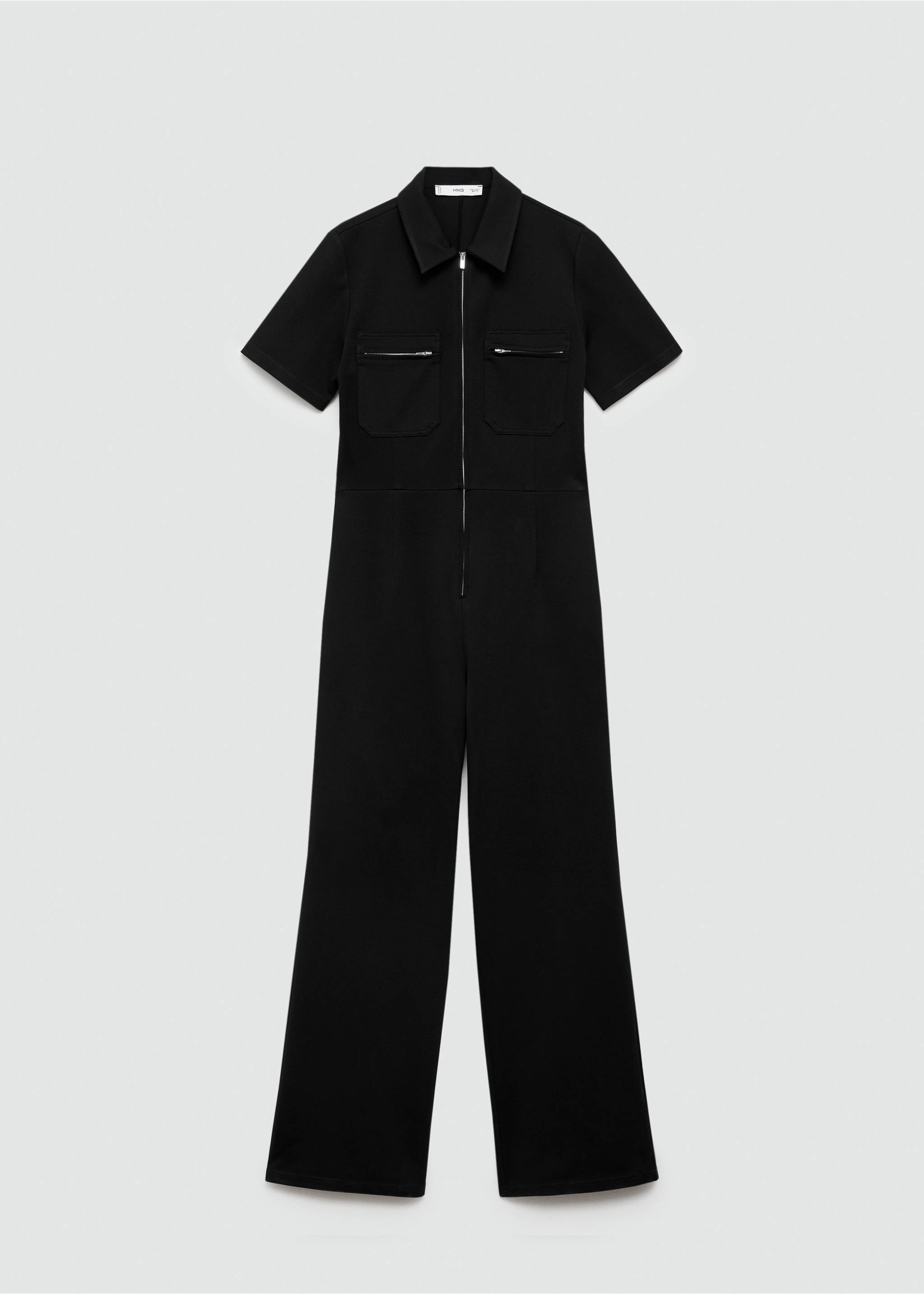 Long chest-pocket jumpsuit - Article without model, Black. Ref: 77094036-00.