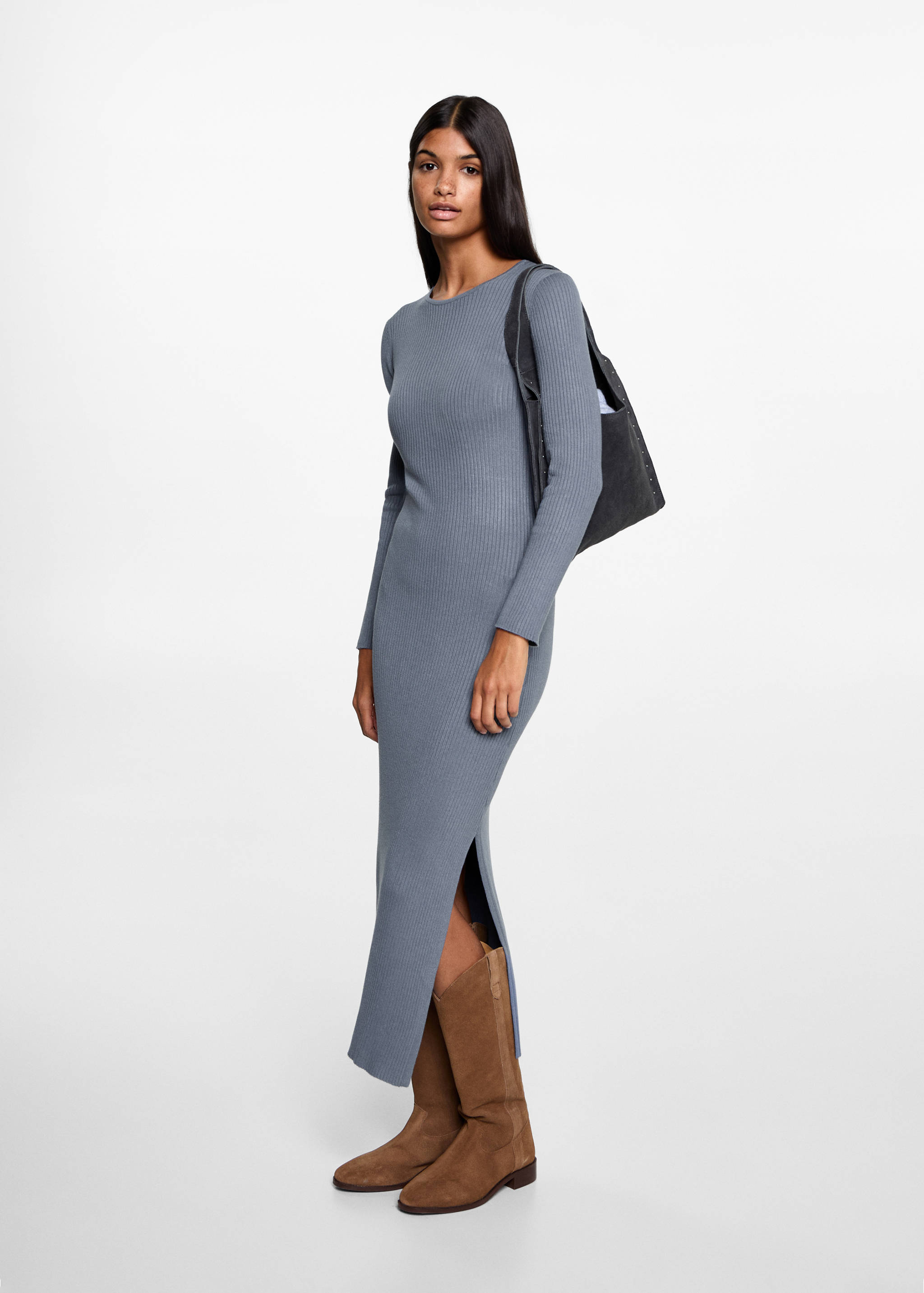 Vestit midi canalé - Pla general