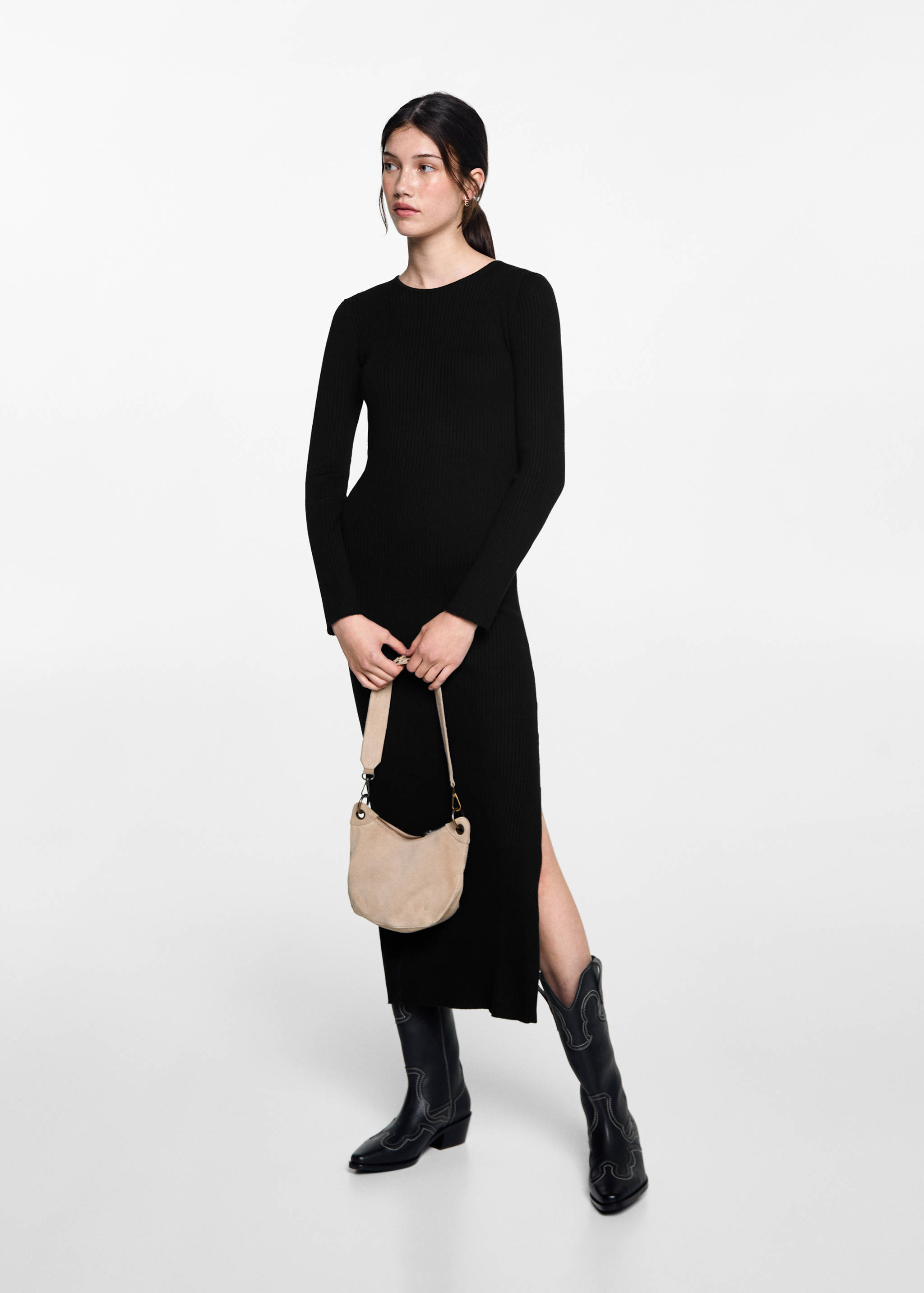 Vestit midi canalé - Pla general