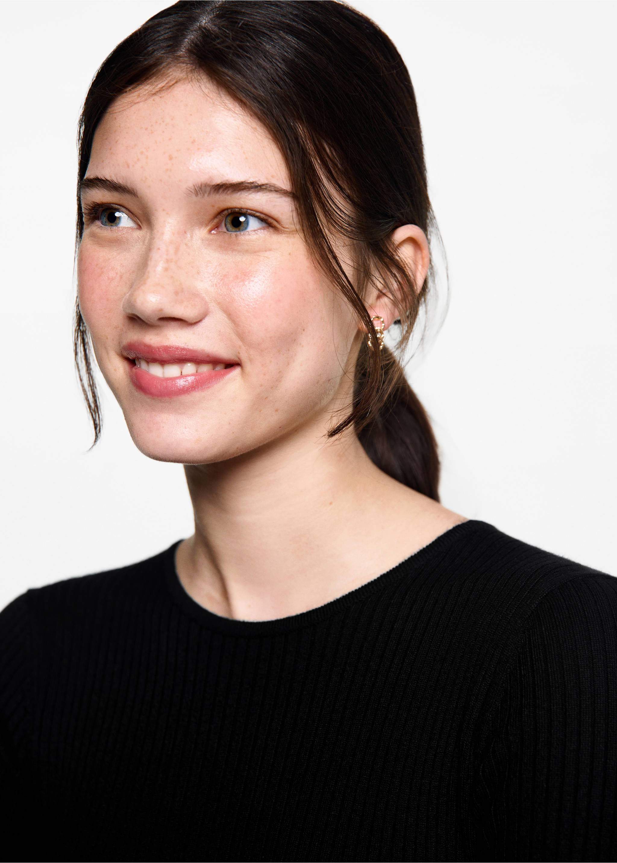 Vestit midi canalé - Detall de l'article 1, Negre. Ref: 77094039-00.