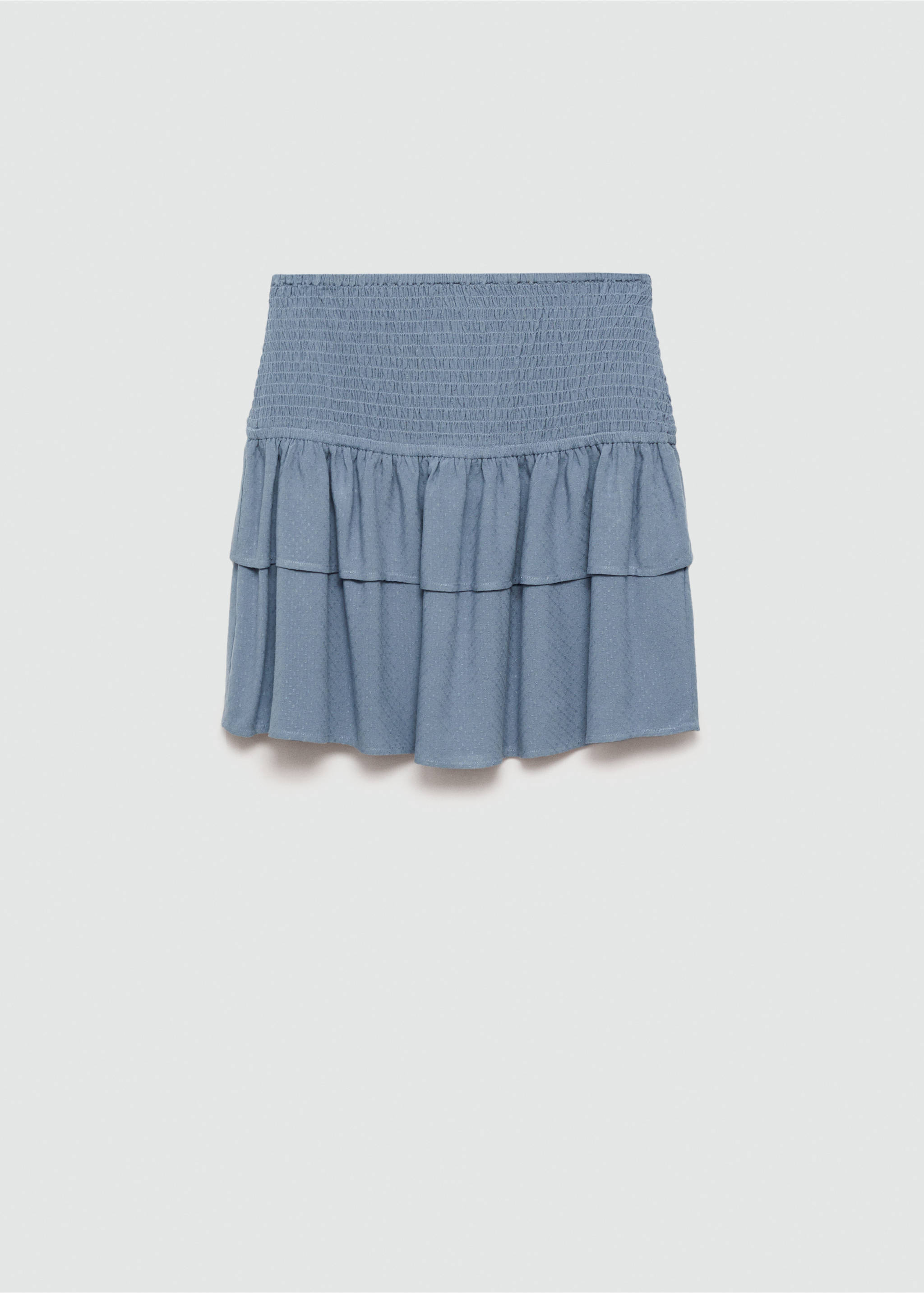 Gathered skirt with ruffles - Article without model, Blue. Ref: 77094042-00.