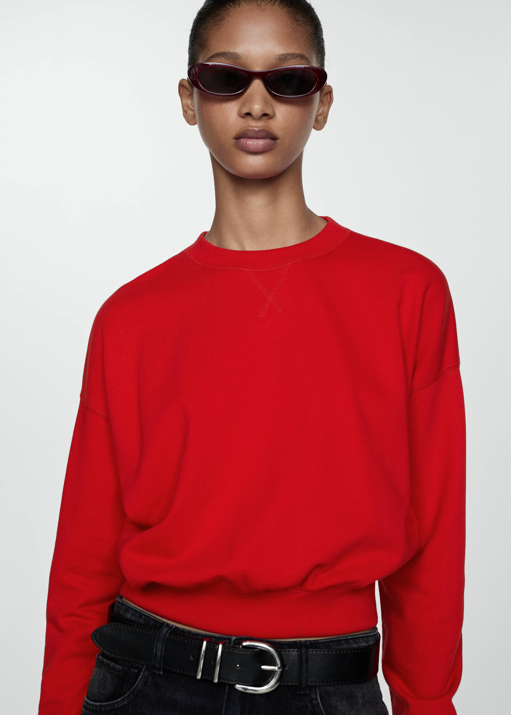 Kerek nyakú pamutpulóver - Felezősík