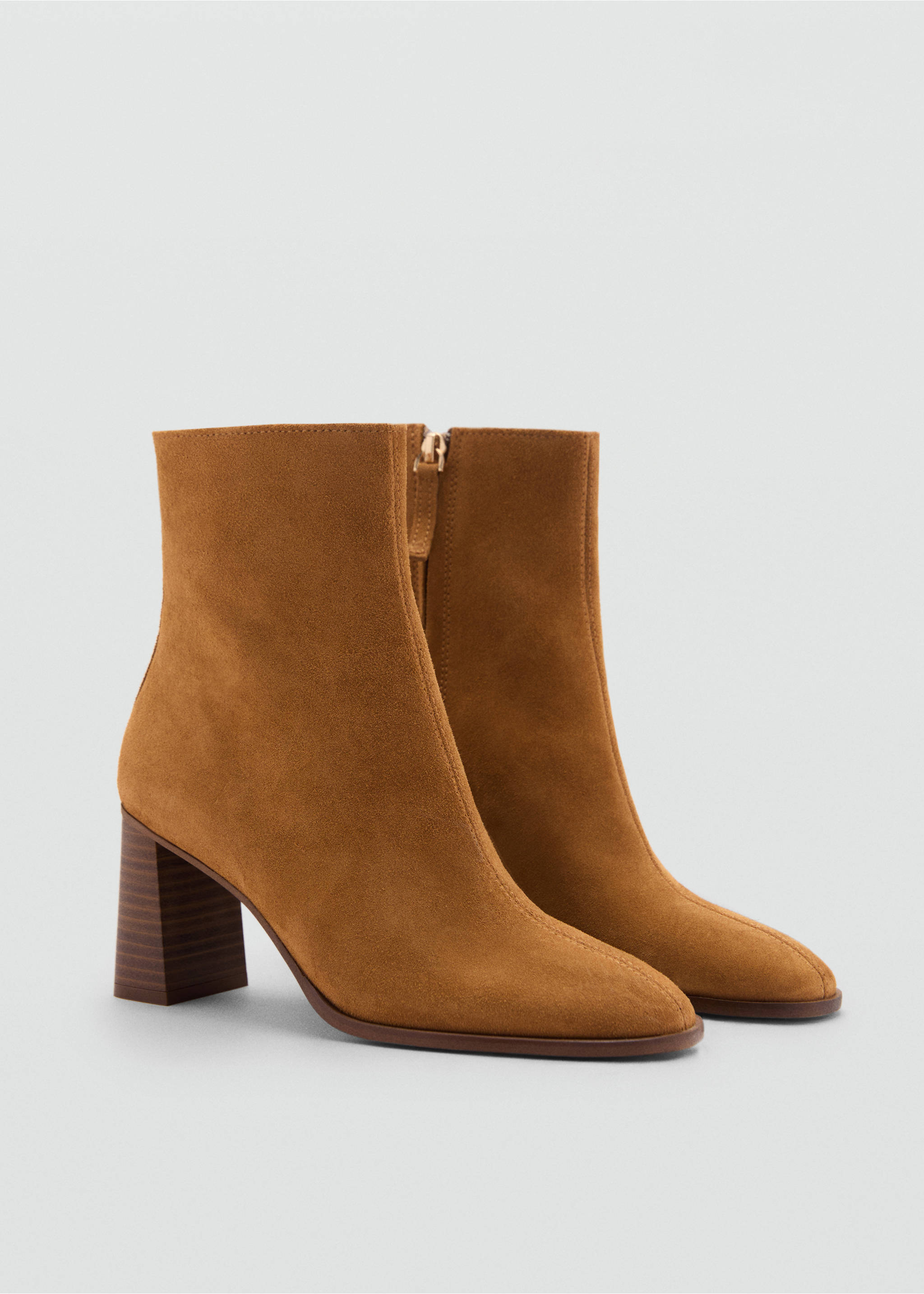 Heel suede ankle boot - Medium plane, Medium Brown. Ref: 77094051-00.