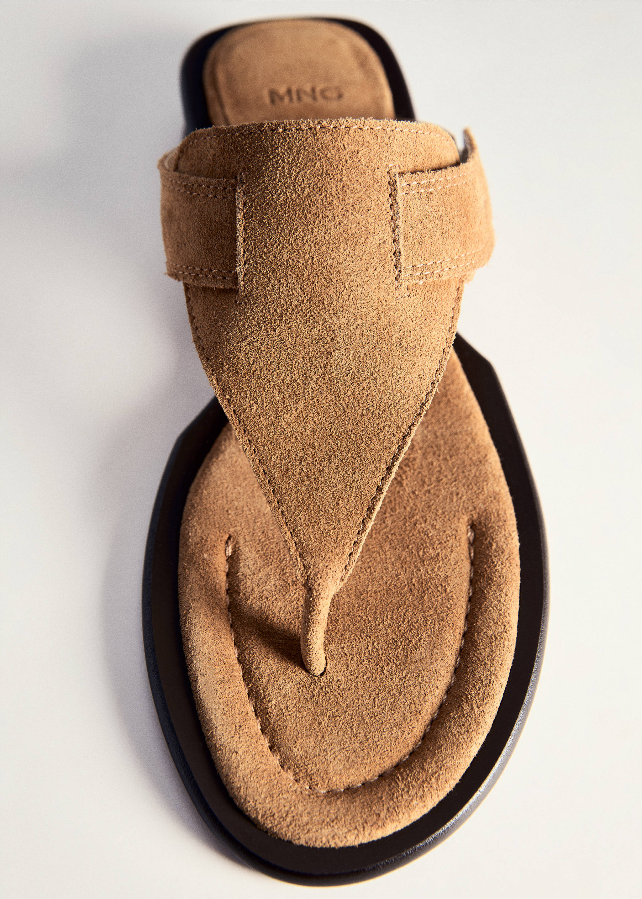 Sandale mit Rauleder-Einsatz - Detail des Artikels 5, Mittelbraun. Ref: 77094057-00.