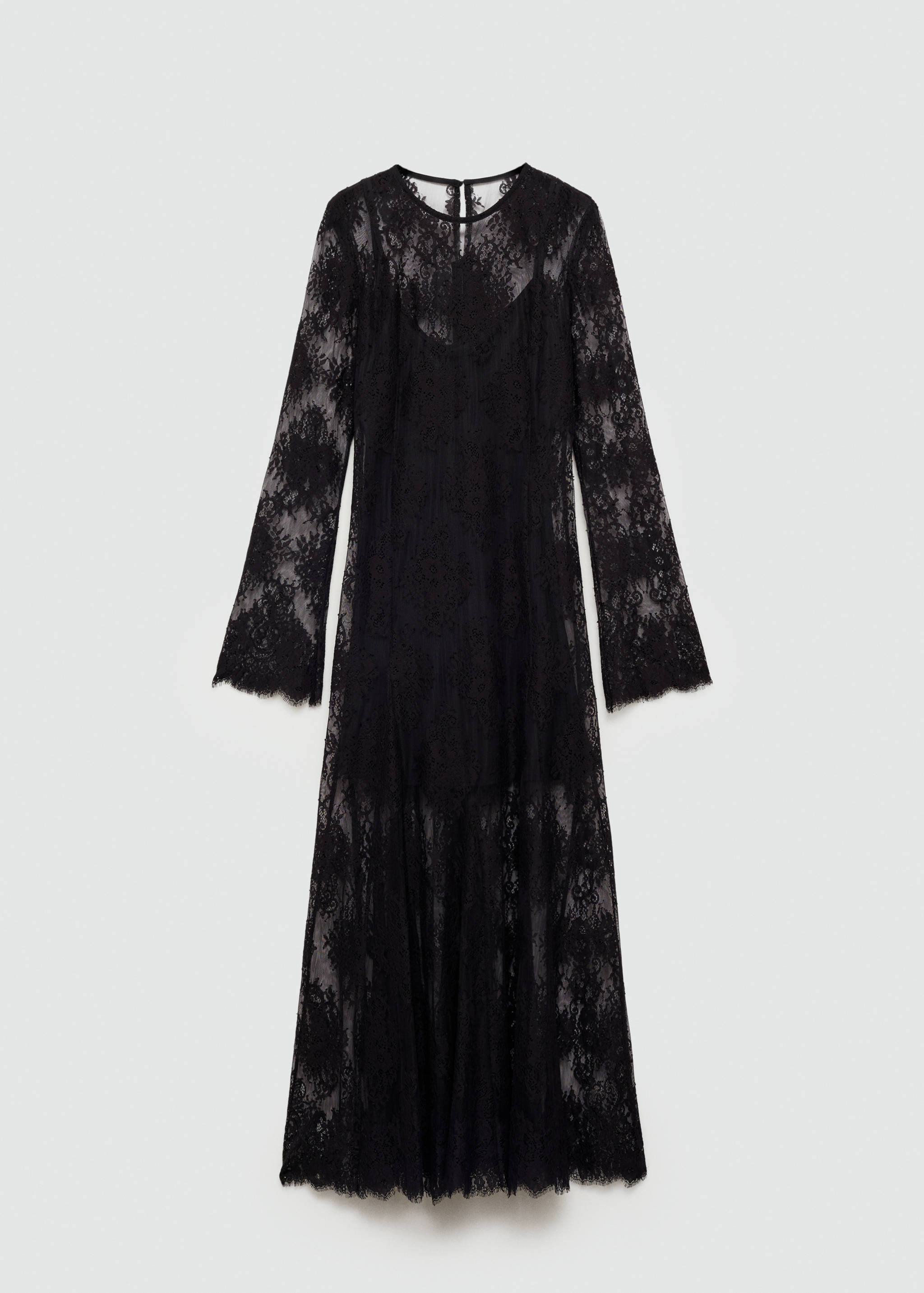 Félig átlátszó, csipkés, hosszú ruha - Termék modell nélkül