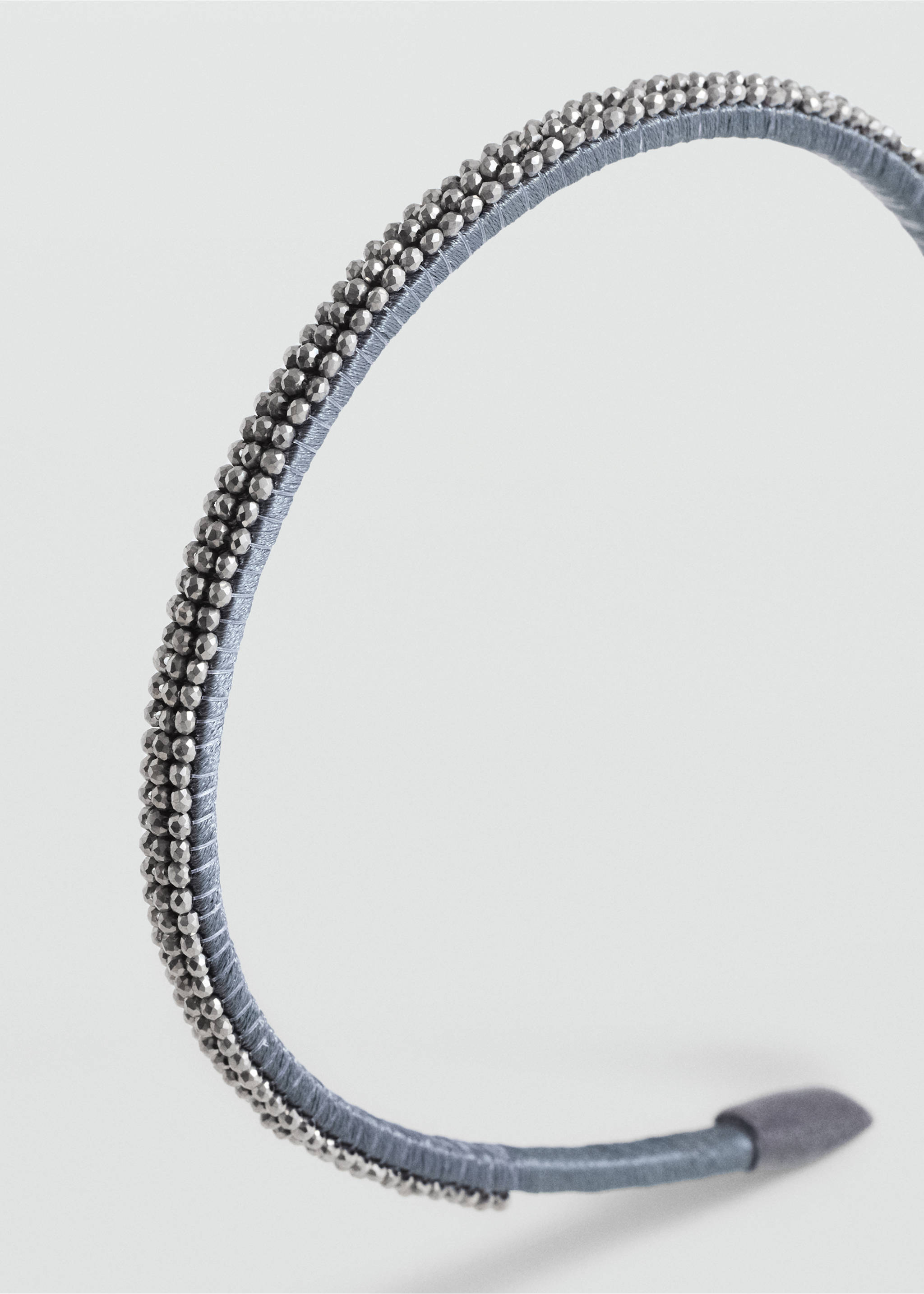 Bead appliqué hairband - Details of the article 1, Grey. Ref: 77094059-00.
