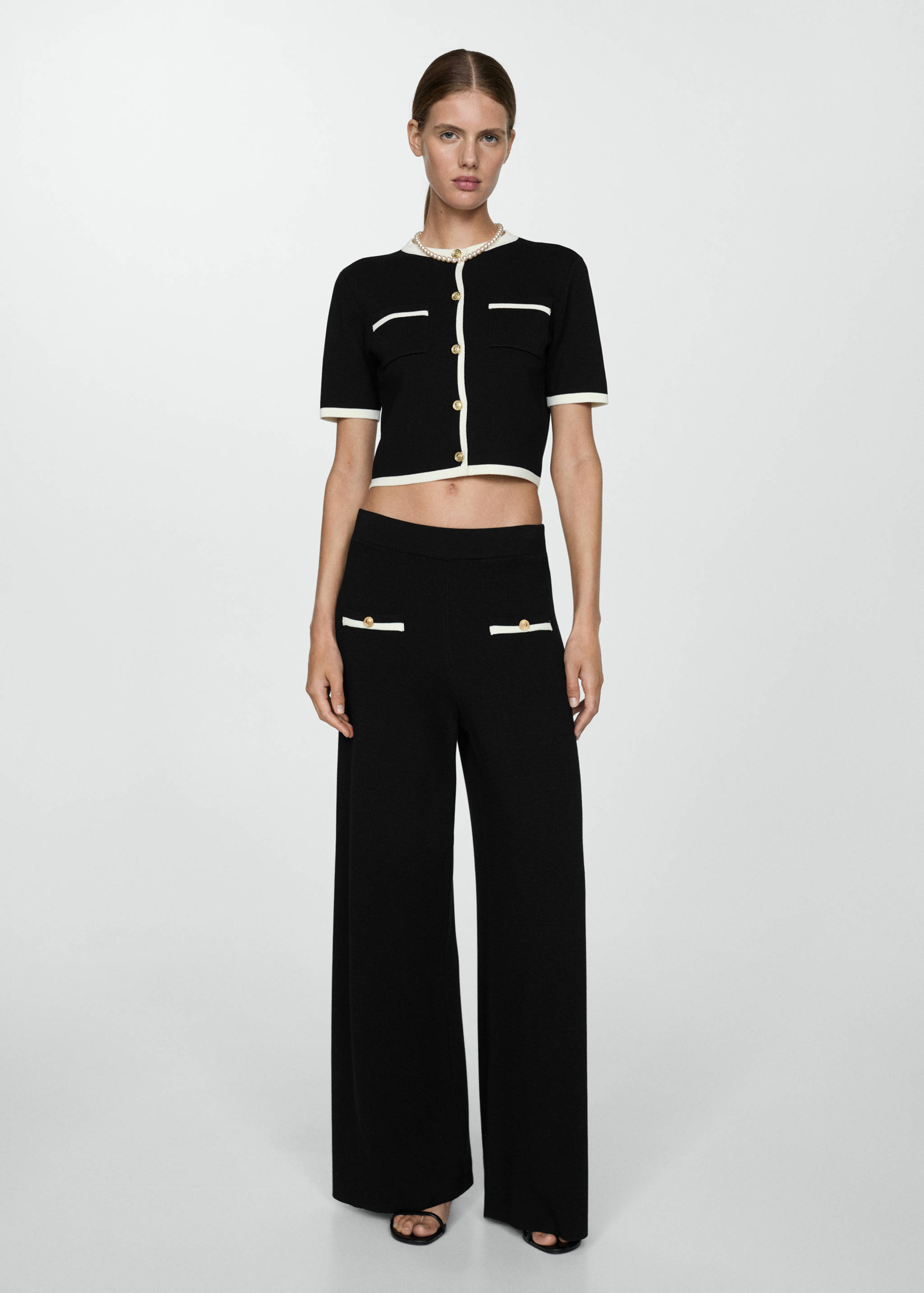 Straight-fit trousers with contrasting piping - General plane