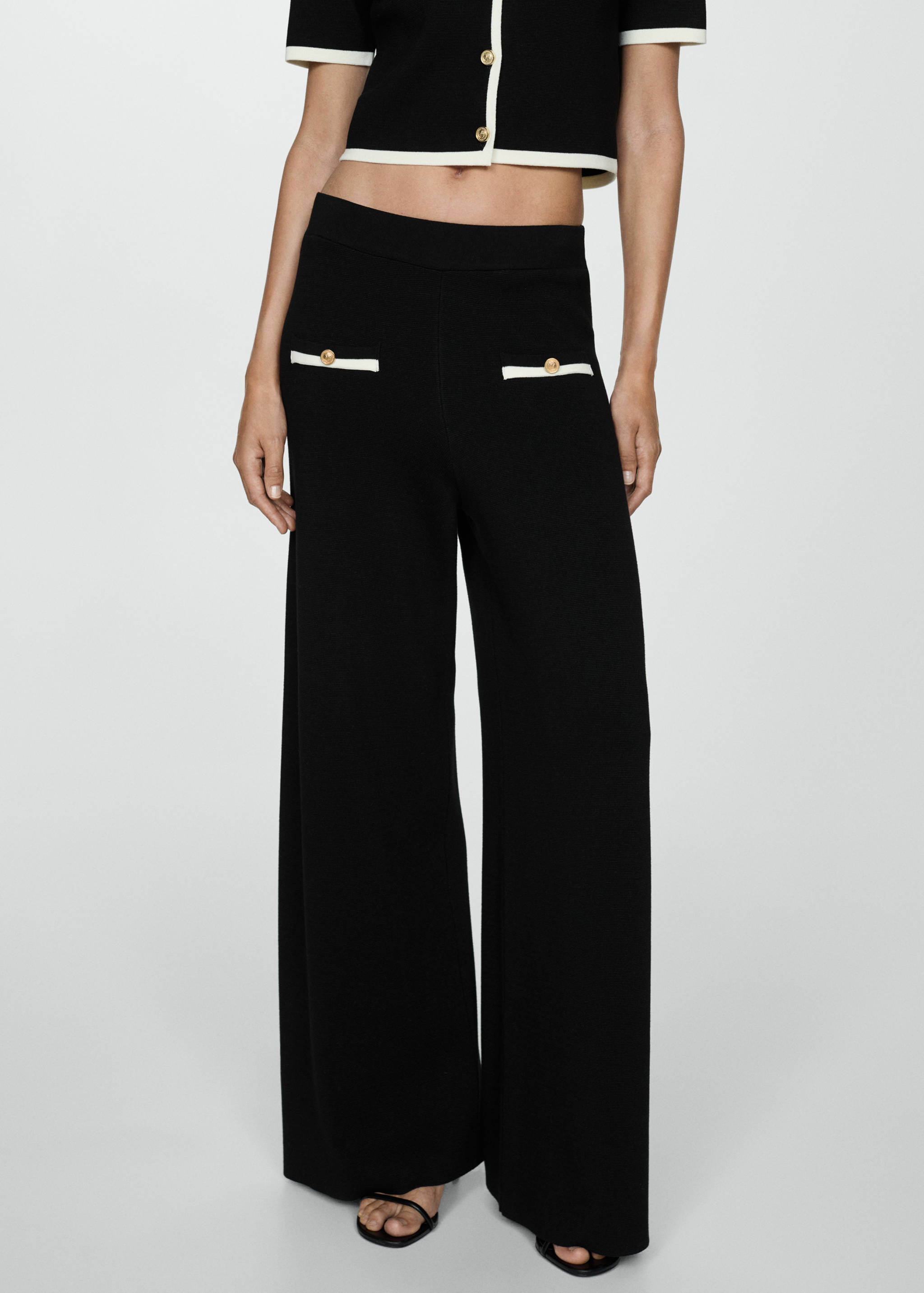 Straight-fit trousers with contrasting piping - Medium plane