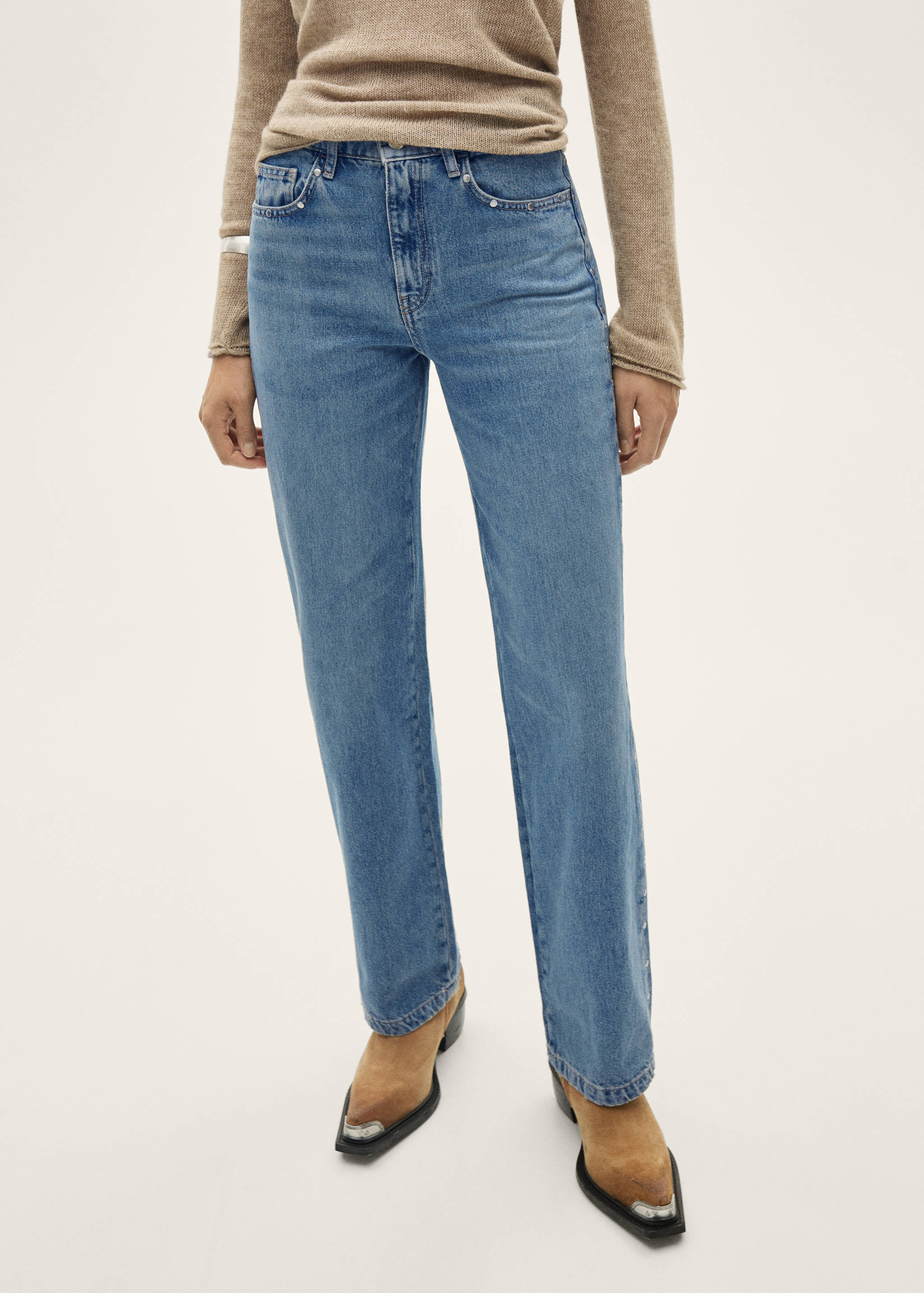 Straight-fit jeans with studs - Medium plane