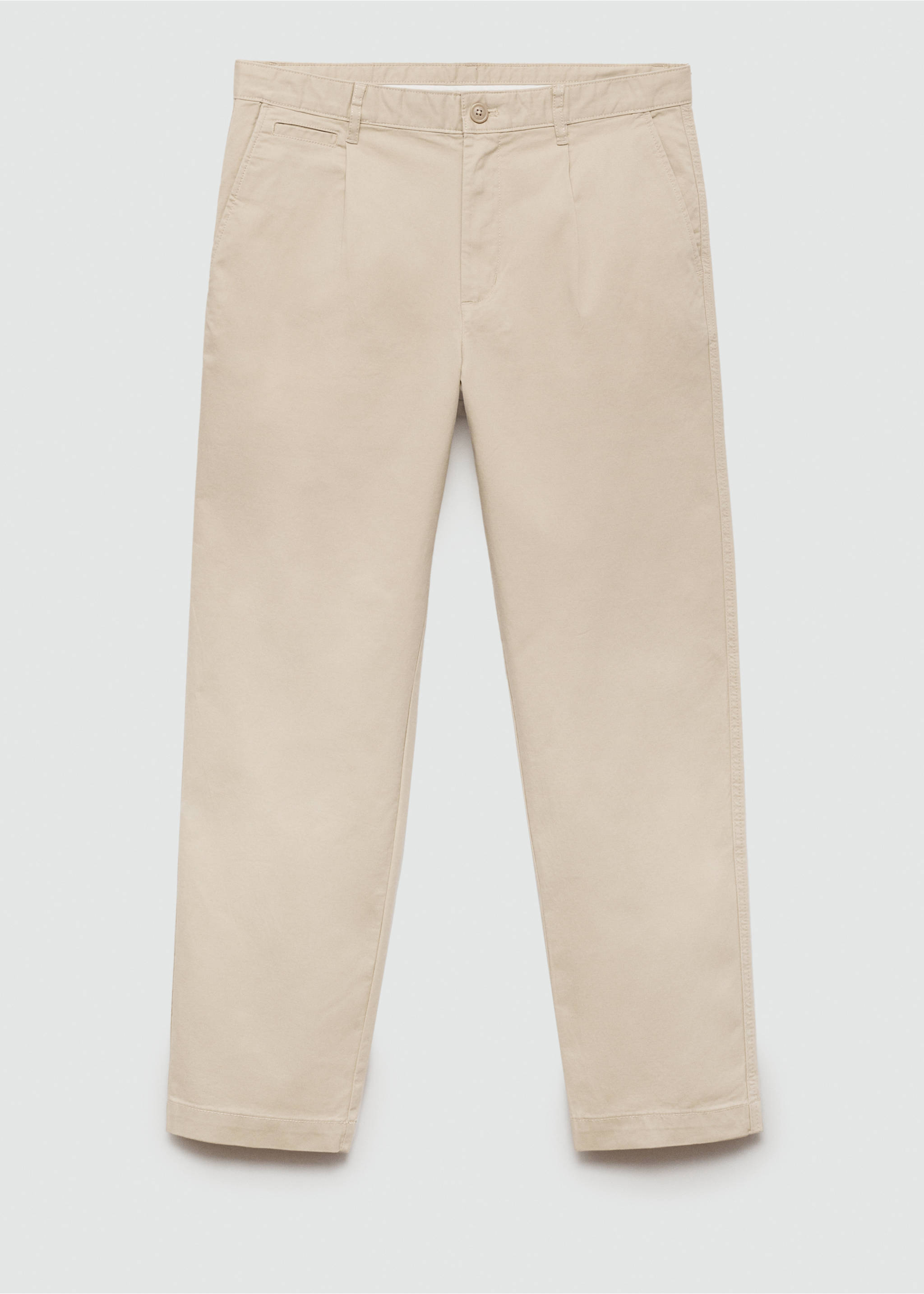 Katoenen regular fit bandplooibroek - Artikel zonder model, Zand. Ref: 77094432-00.