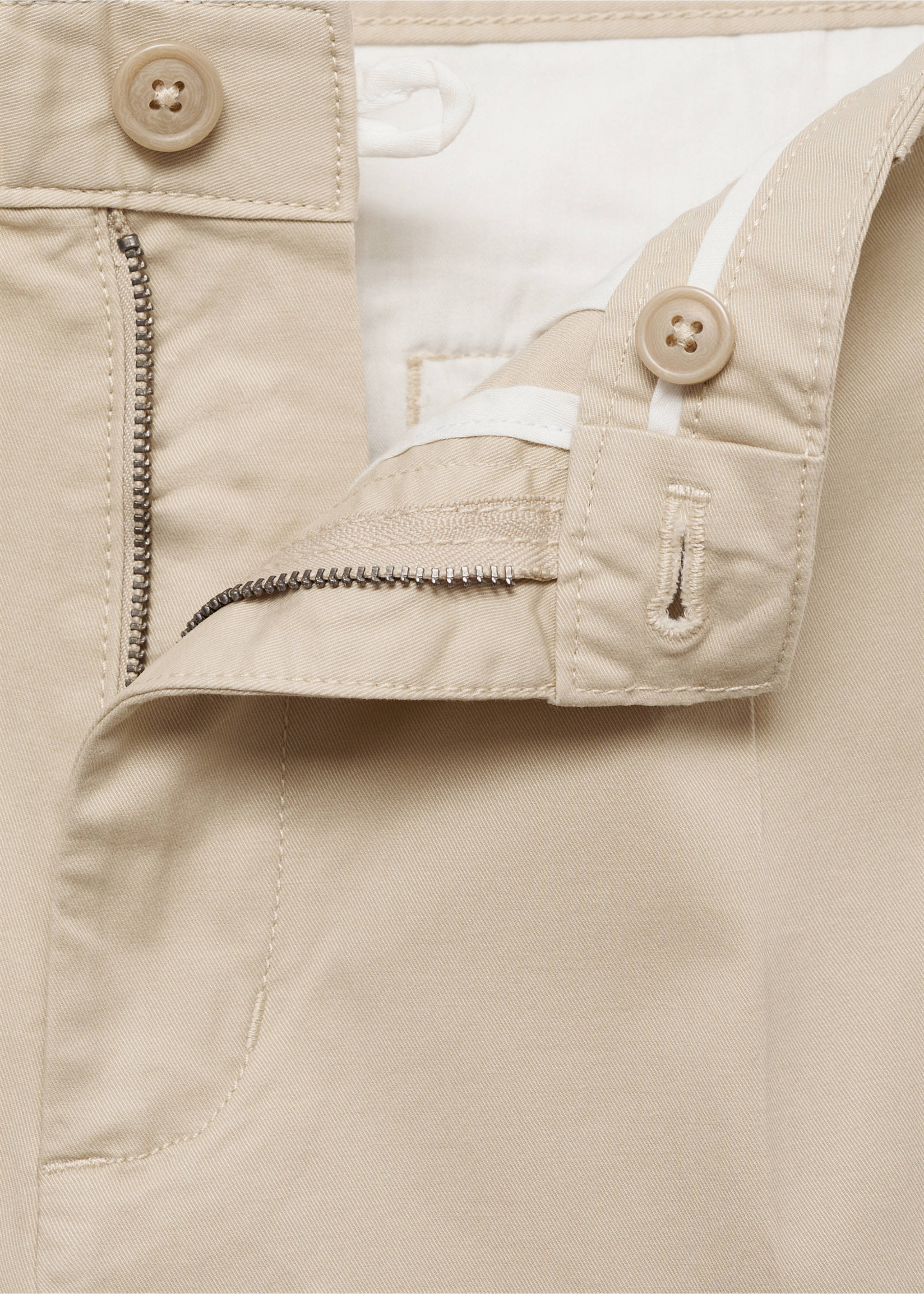 Katoenen regular fit bandplooibroek - Detail van het artikel 0, Zand. Ref: 77094432-00.