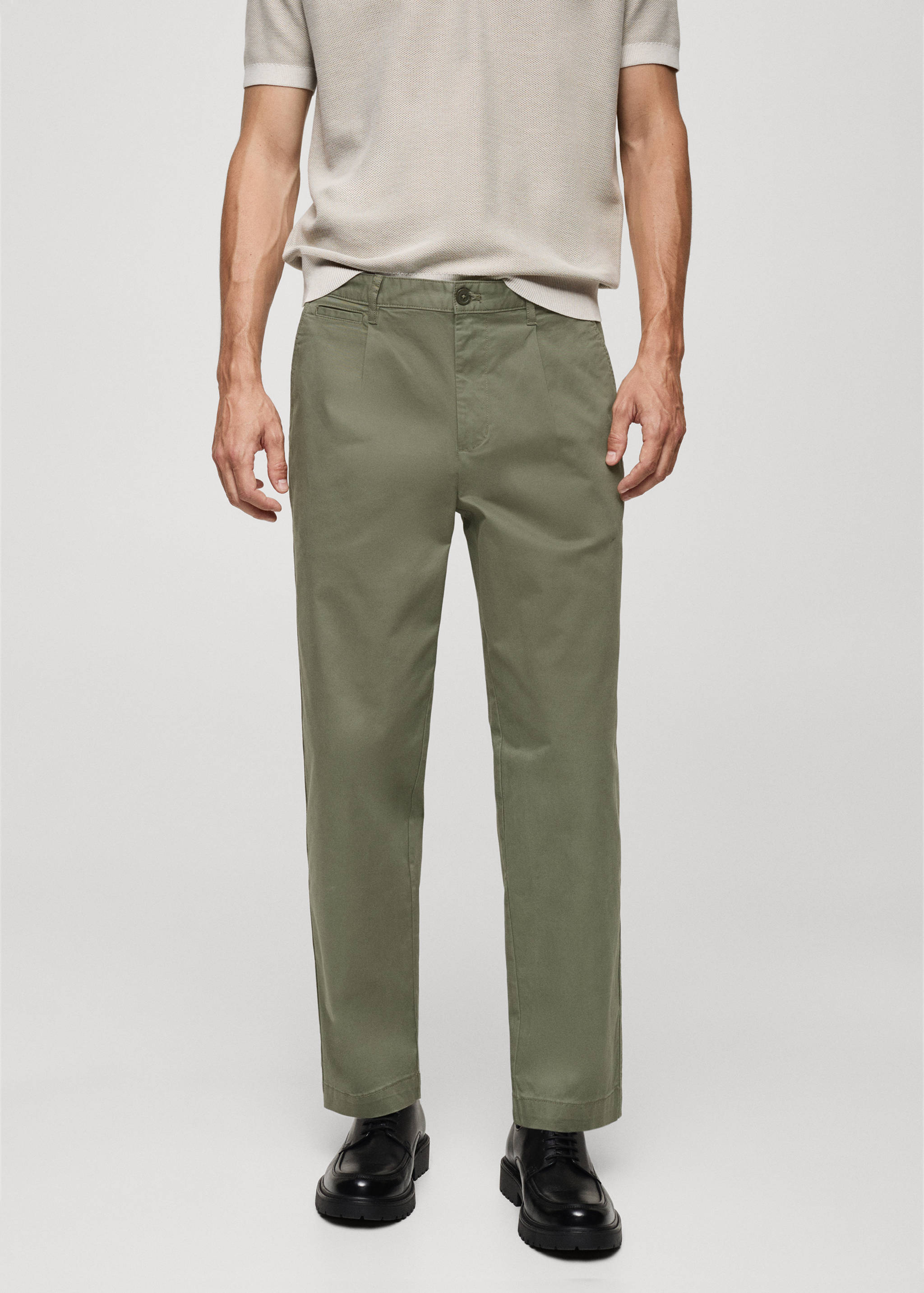 Παντελόνι regular fit βαμβακερό πιέτες - Μεσαίο πλάνο