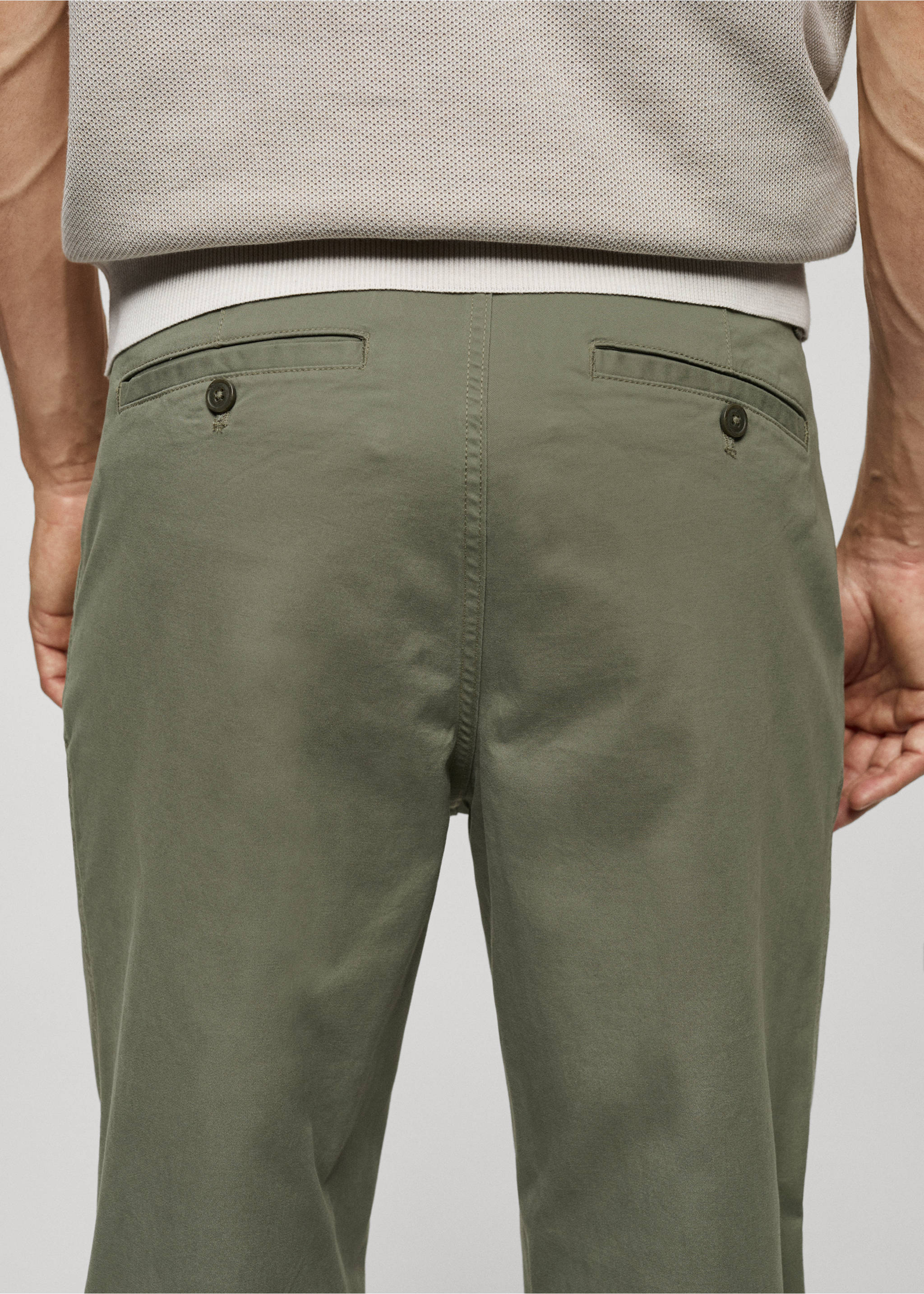 Regular Fit Bundfaltenhose aus Baumwolle - Detail des Artikels 6, Pastellgrün. Ref: 77094432-00.