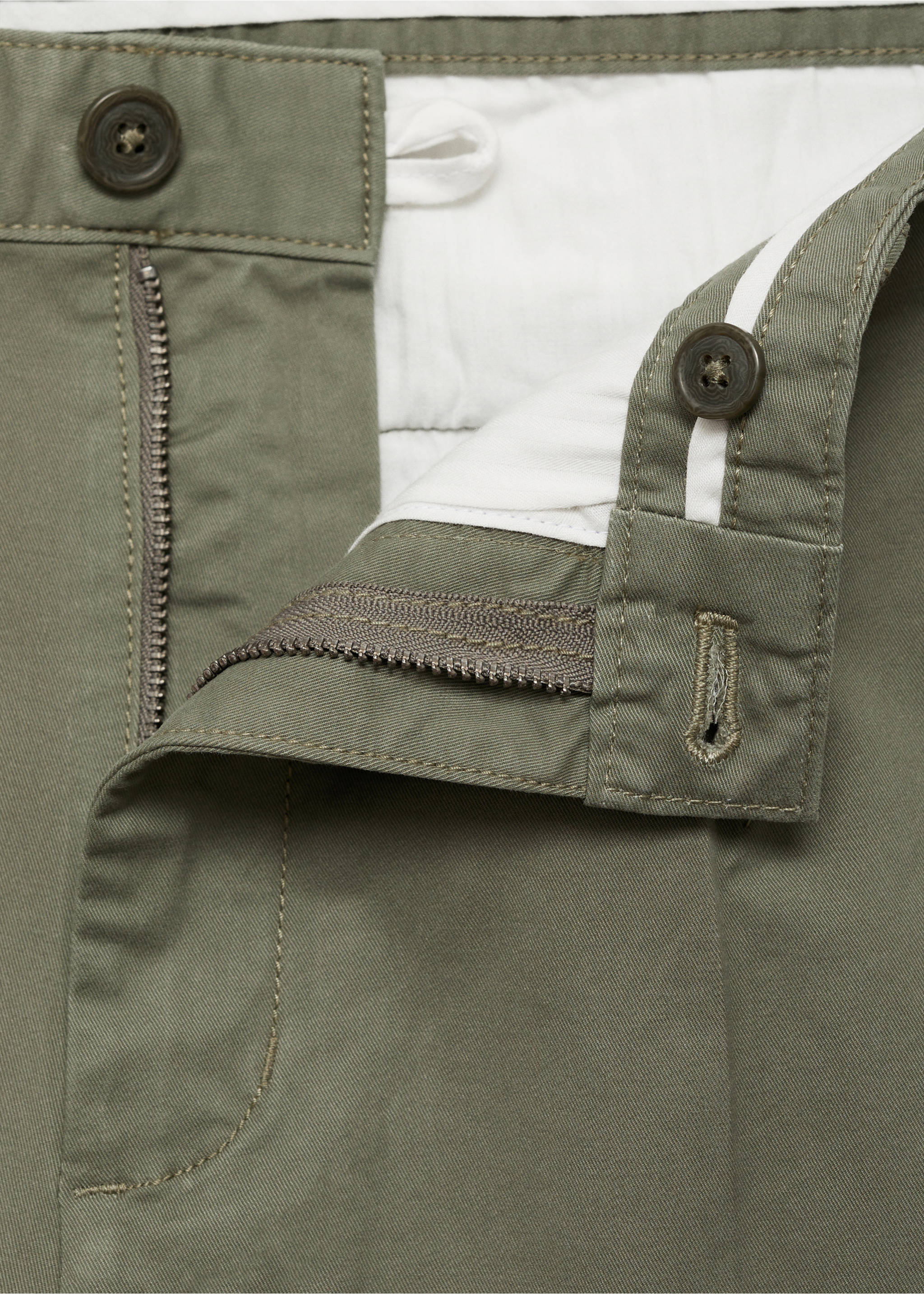 Regular Fit Bundfaltenhose aus Baumwolle - Detail des Artikels 8, Pastellgrün. Ref: 77094432-00.