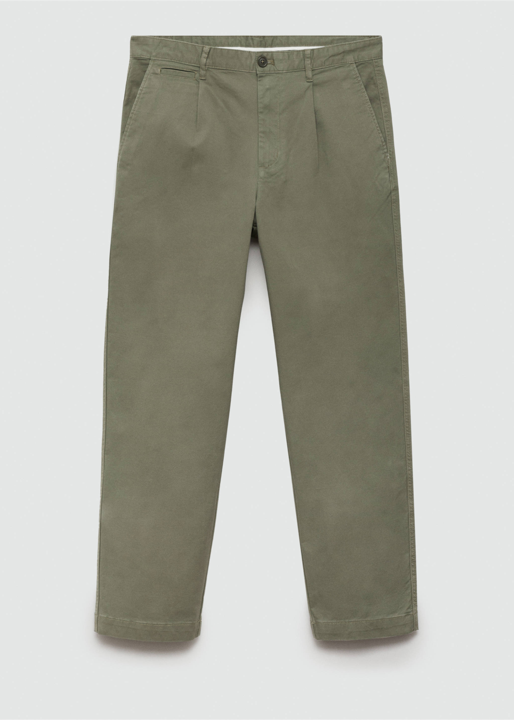 Regular fit pleated cotton trousers - Article without model, Pastel Green. Ref: 77094432-00.