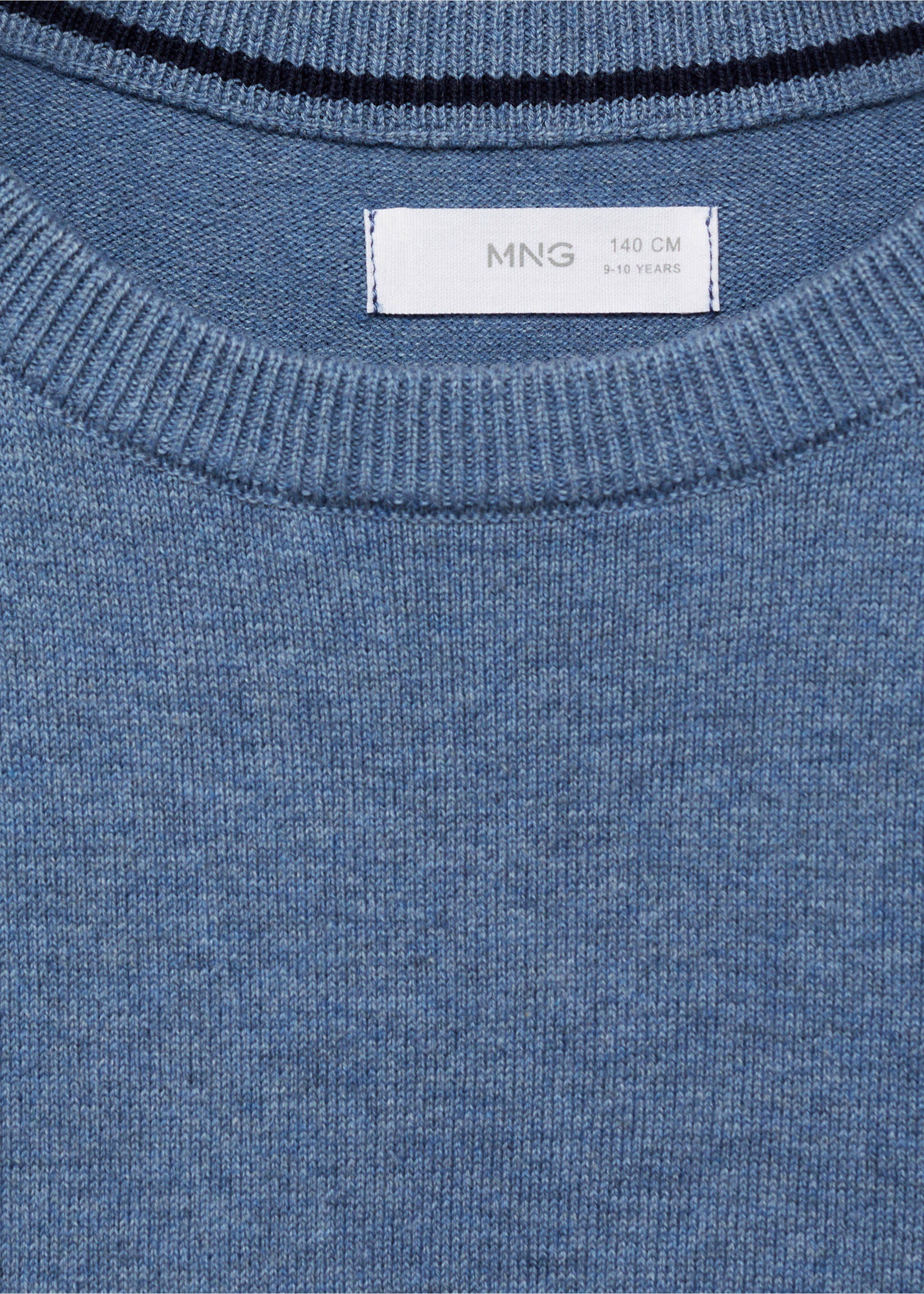 Knit cotton sweater - Details of the article 8, Blue. Ref: 77094433-00.