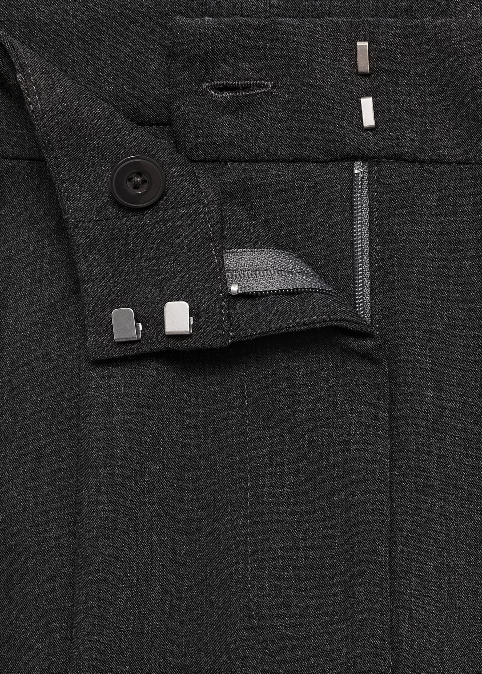 Straight-fit pleated trousers - Details of the article 8, Grey. Ref: 77094438-00.