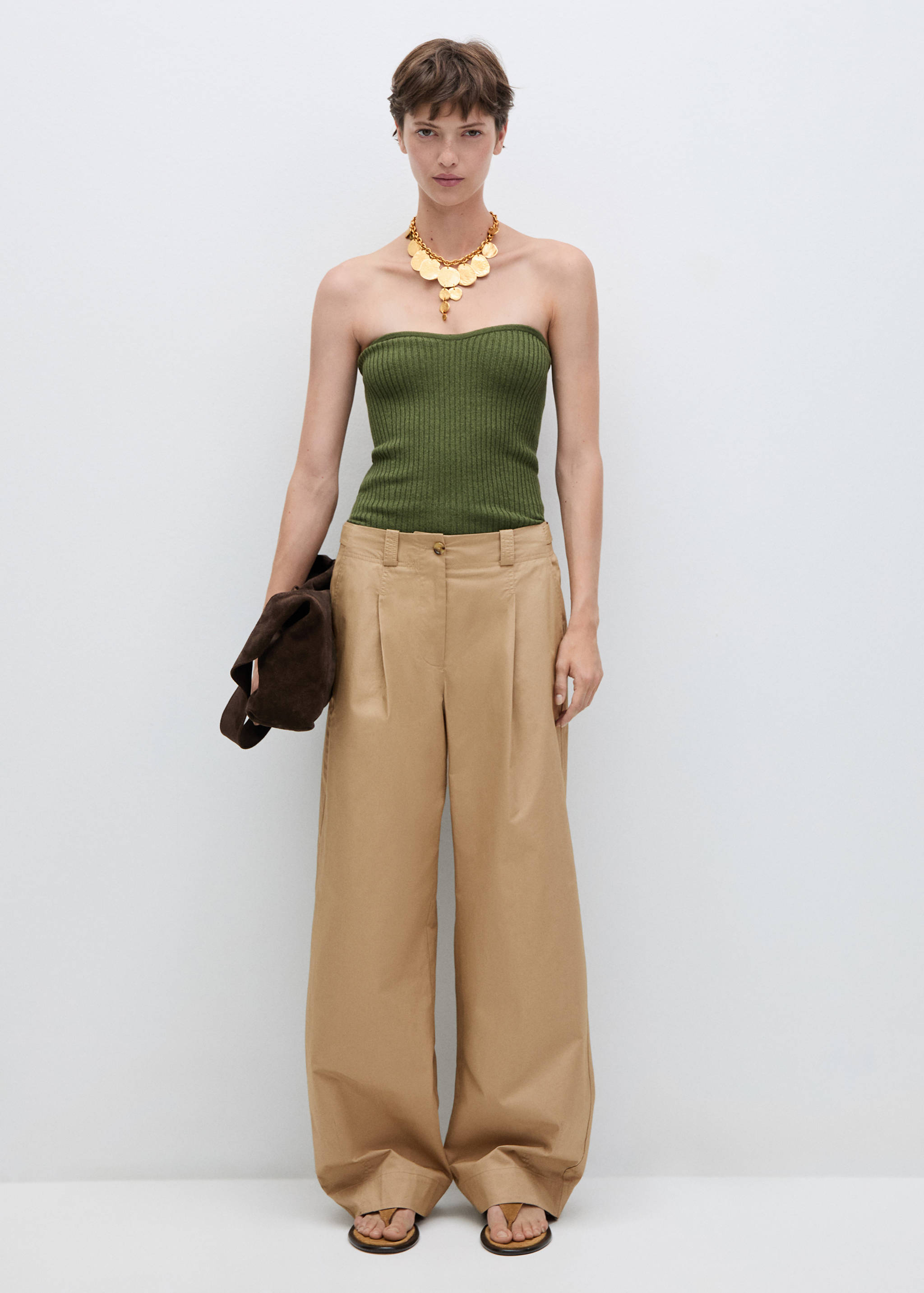 Wide leg pleated trousers - General plane