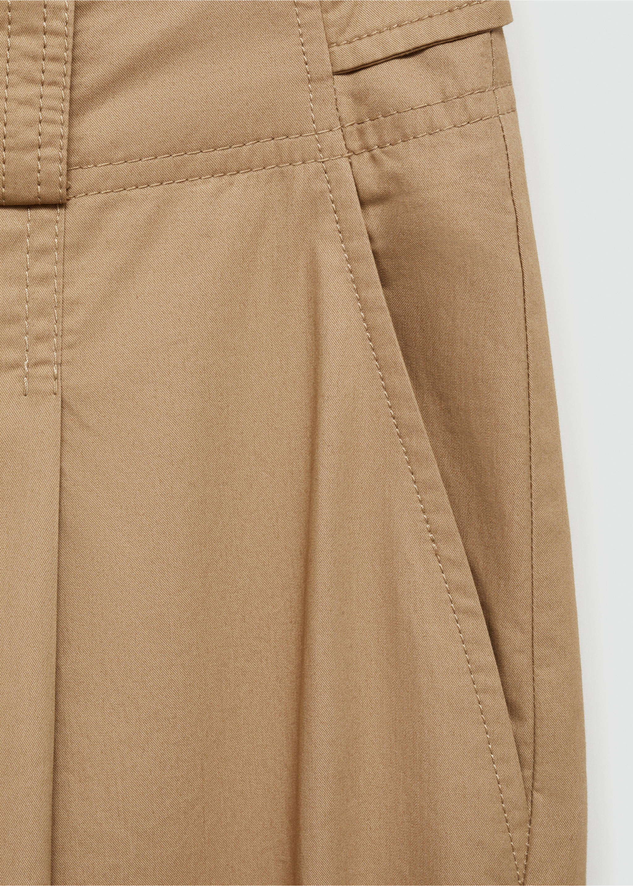 Wide leg pleated trousers - Details of the article 0, Beige. Ref: 77094439-00.
