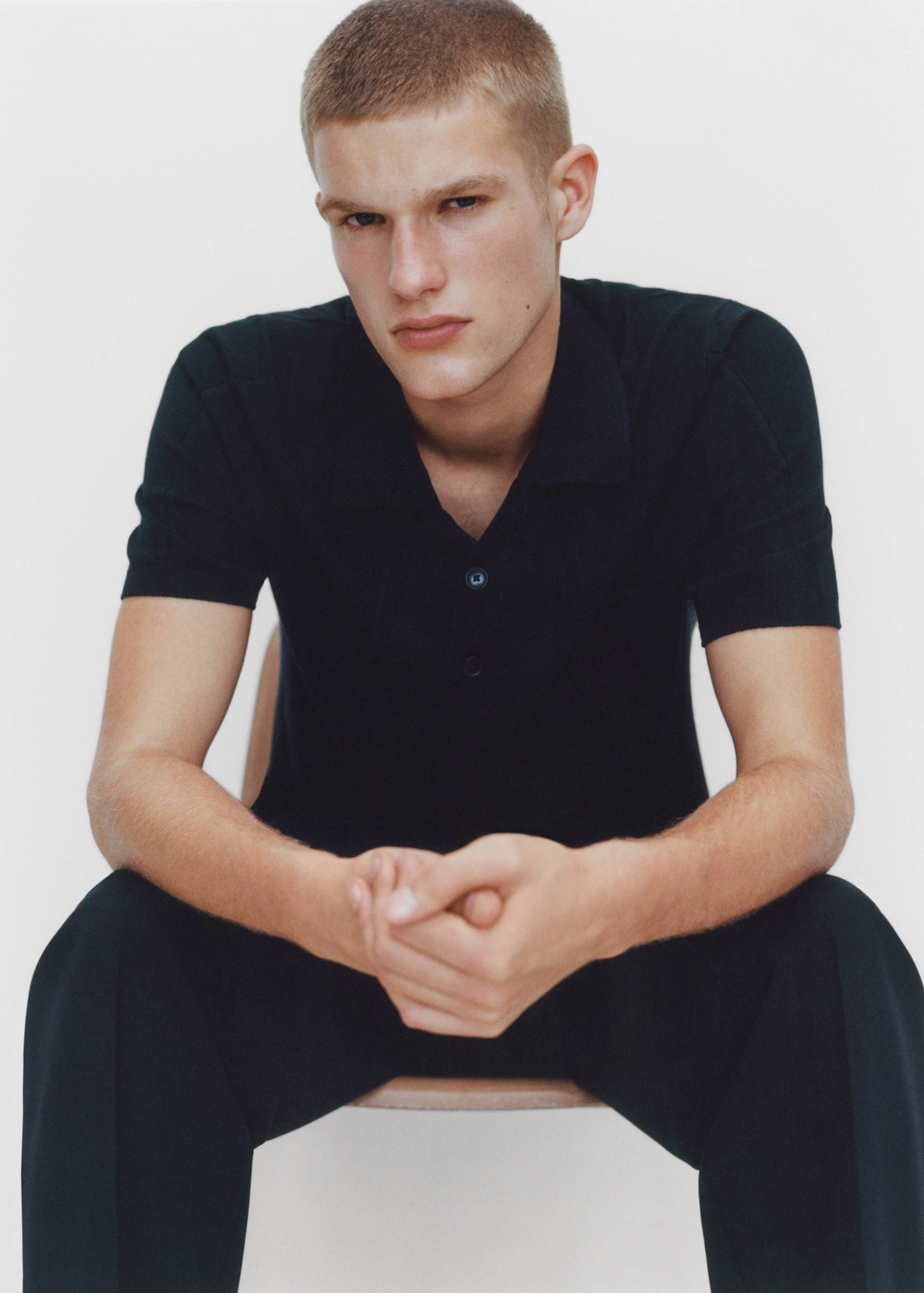 Fine rib-knit polo shirt - Details of the article 5