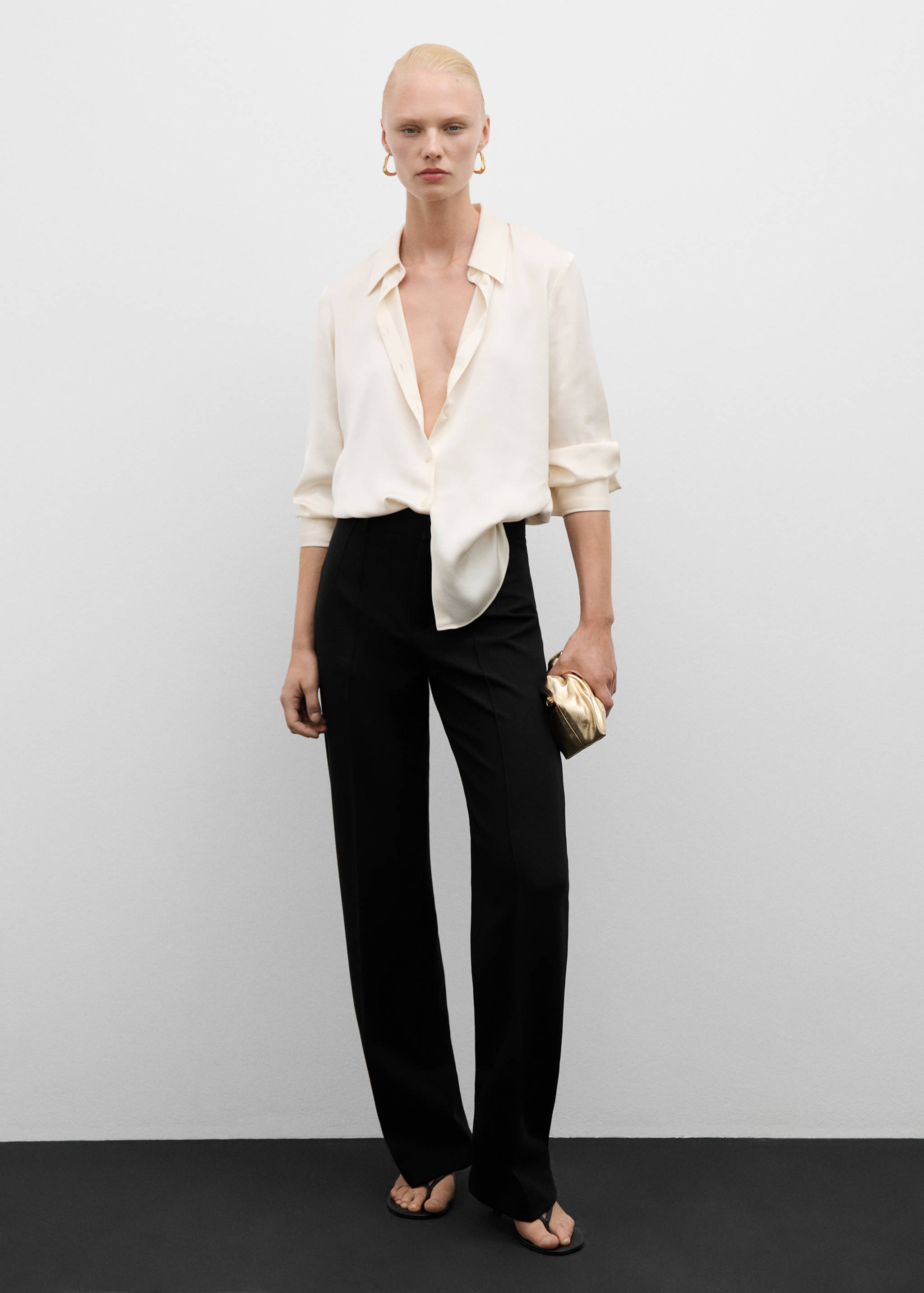 Straight-fit pants with decorative seams - General plane