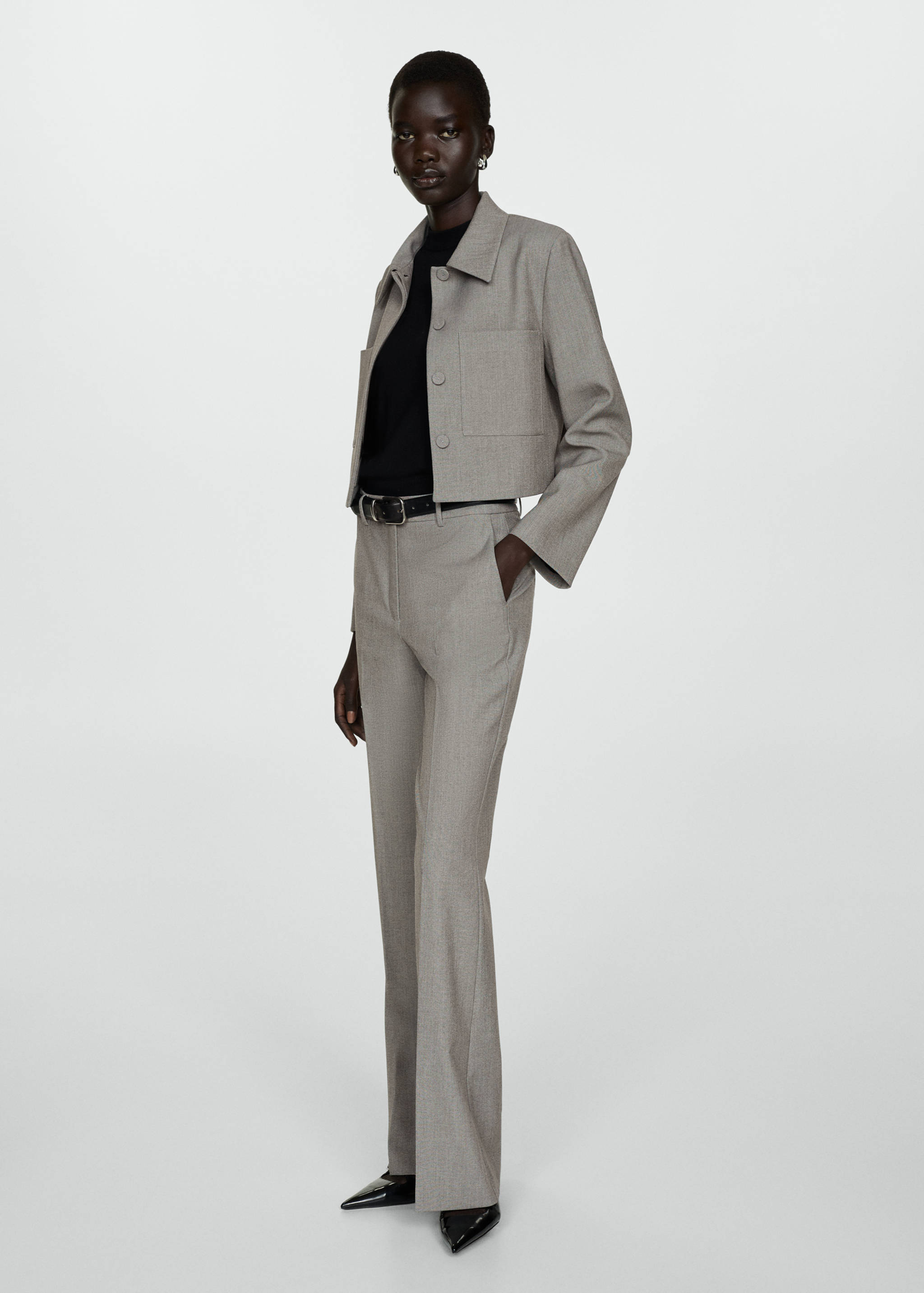 Cropped jacket with pockets - General plane