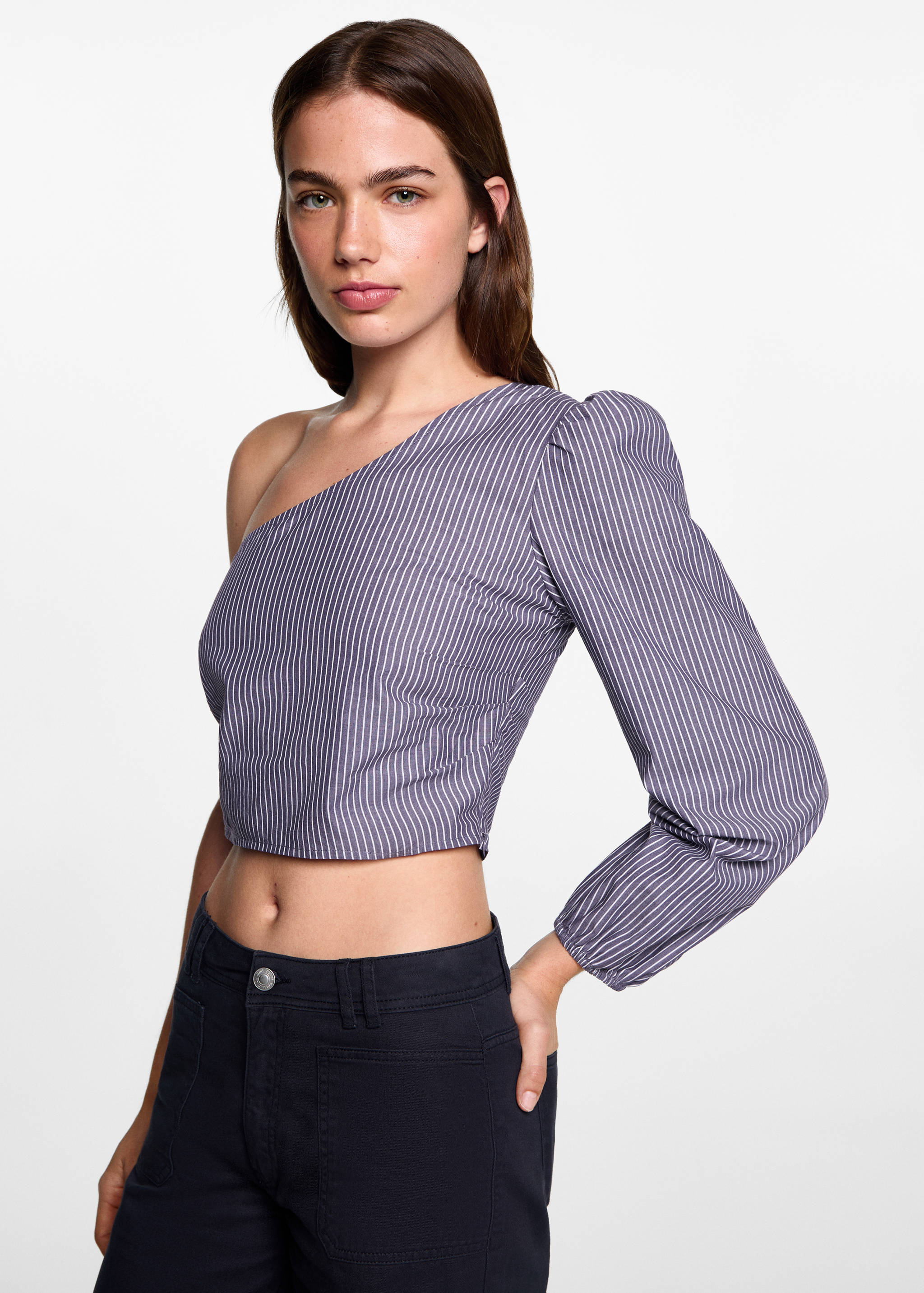 Asymmetrical striped blouse - Medium plane