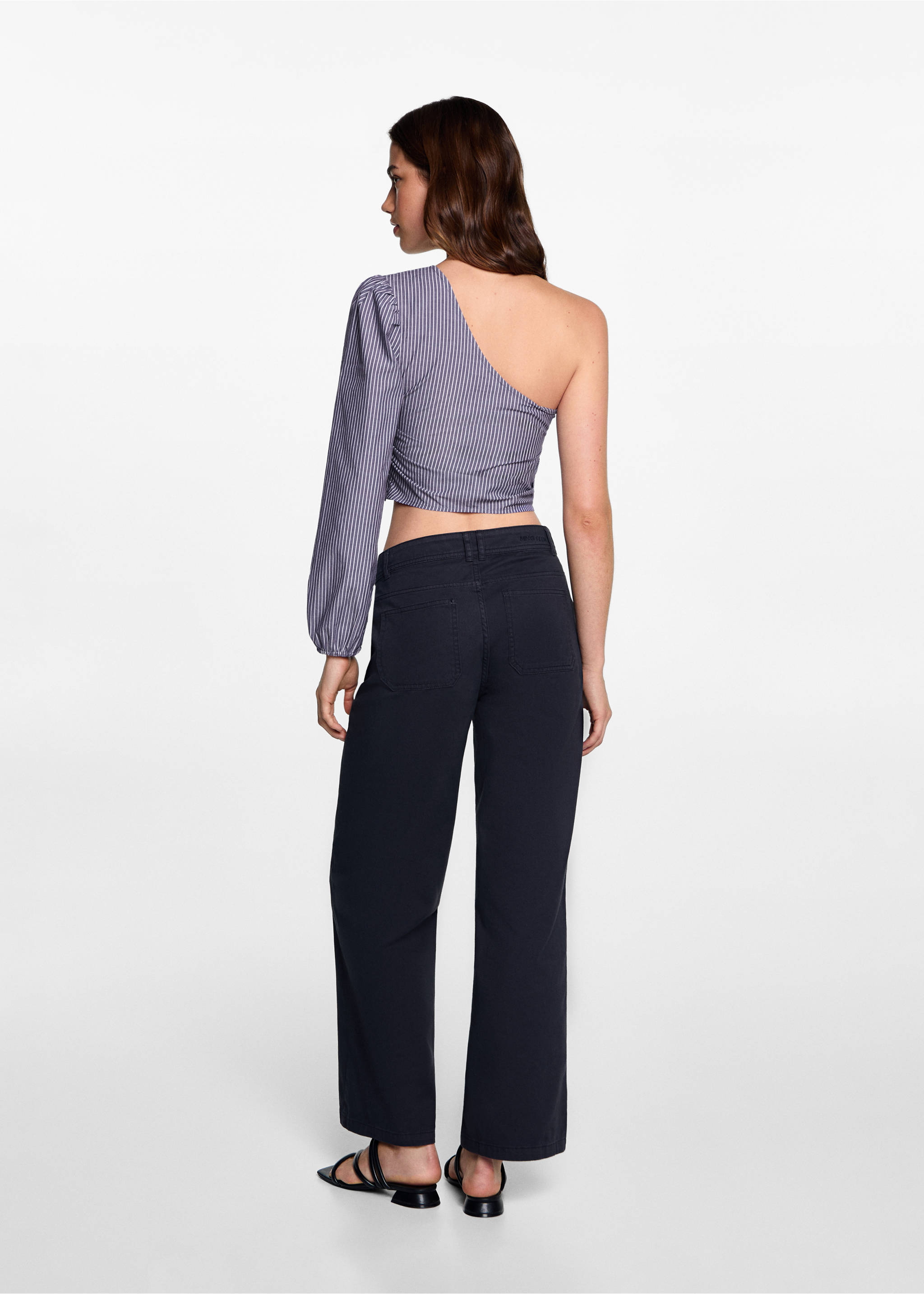 Blusa asimétrica rayas - Reverso del artículo, Azul celeste. Ref: 77094786-00.