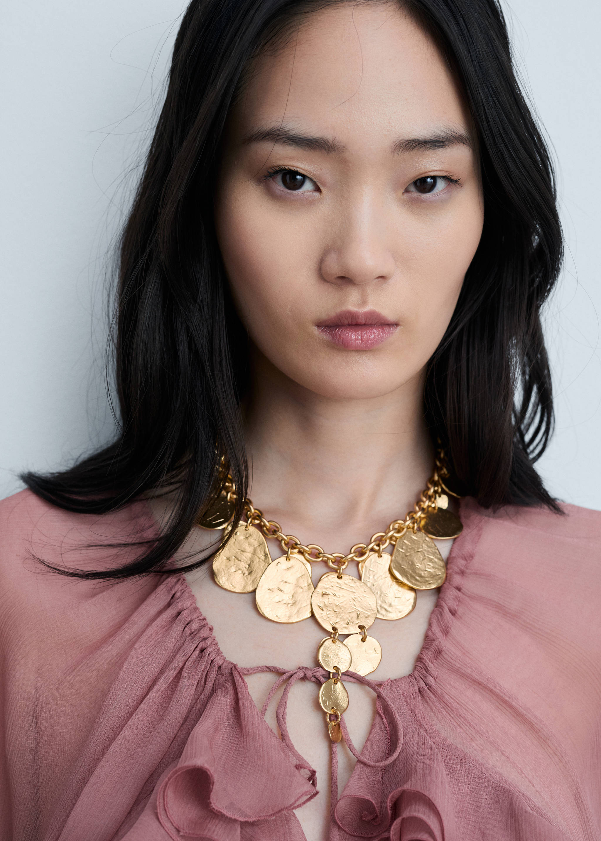 Semi-transparent ruffled chiffon dress - Details of the article 1