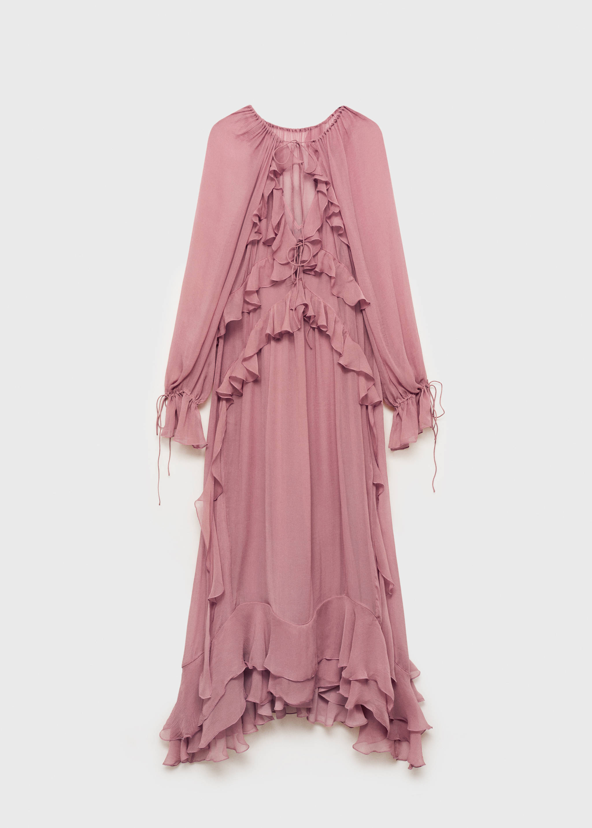 Semi-transparent ruffled chiffon dress - Article without model