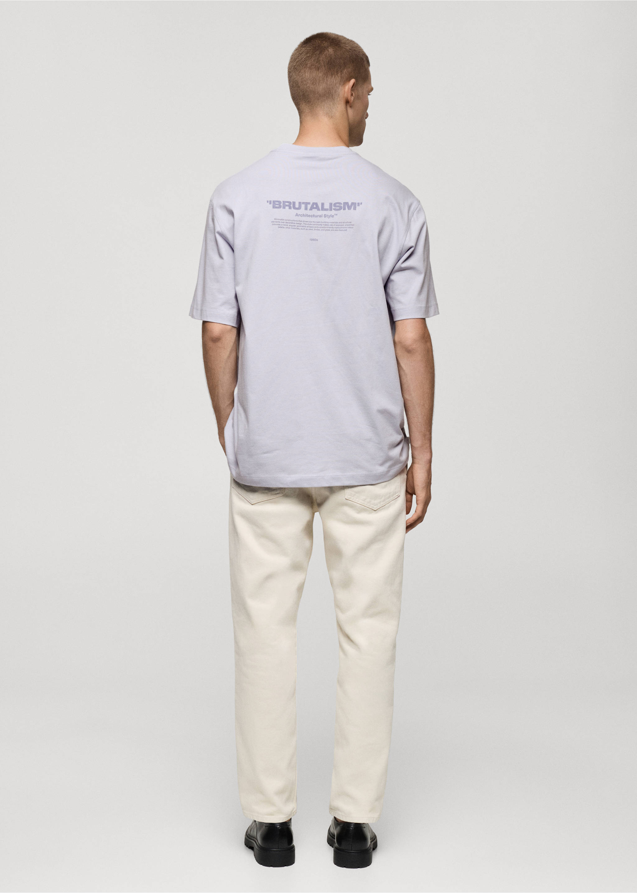 100% cotton t-shirt text - Reverse of the article, Lilac. Ref: 77095149-00.