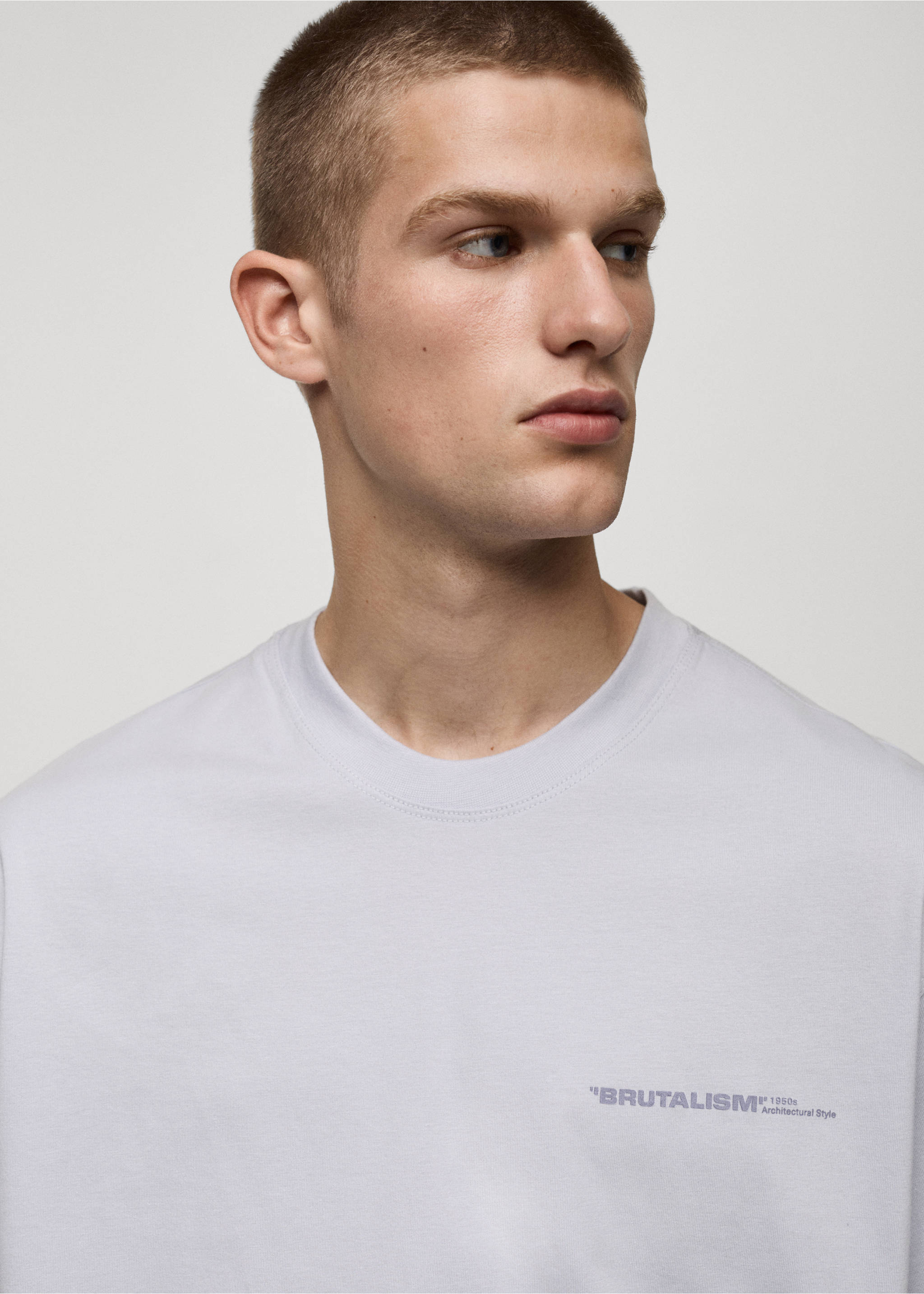 100% cotton t-shirt text - Details of the article 1, Lilac. Ref: 77095149-00.