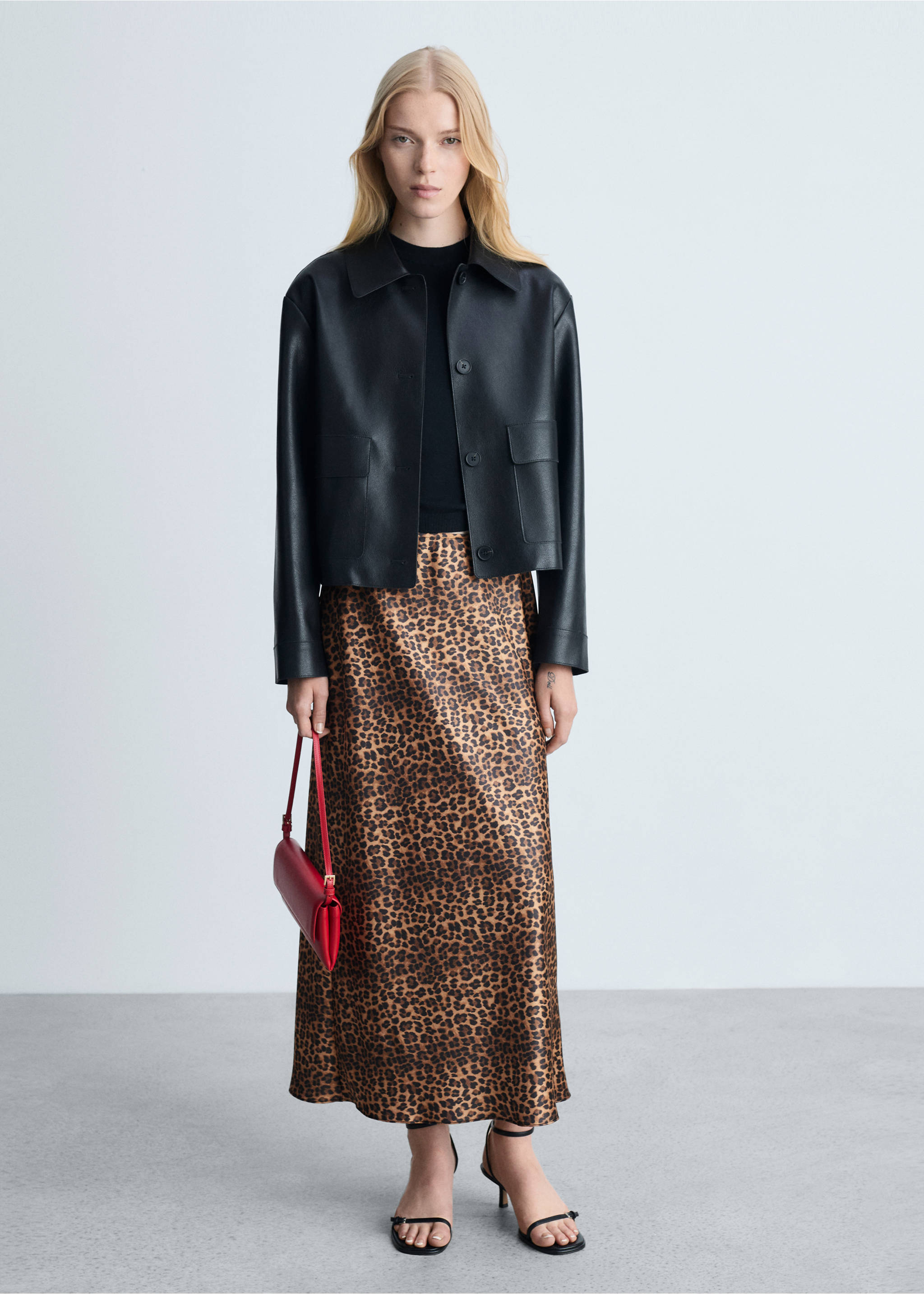 Leopard-print satin skirt - General plane, Brown. Ref: 77095153-00.