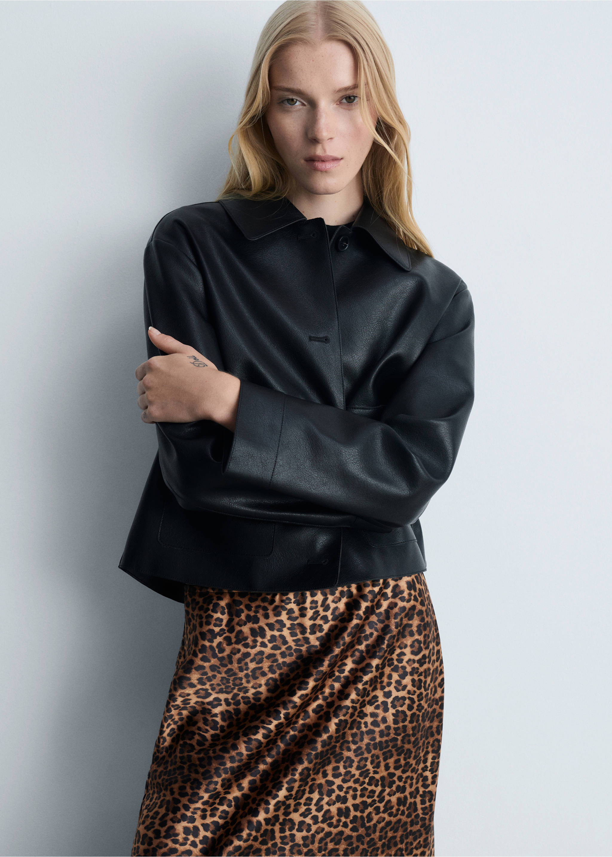 Leopard-print satin skirt - Details of the article 2, Brown. Ref: 77095153-00.