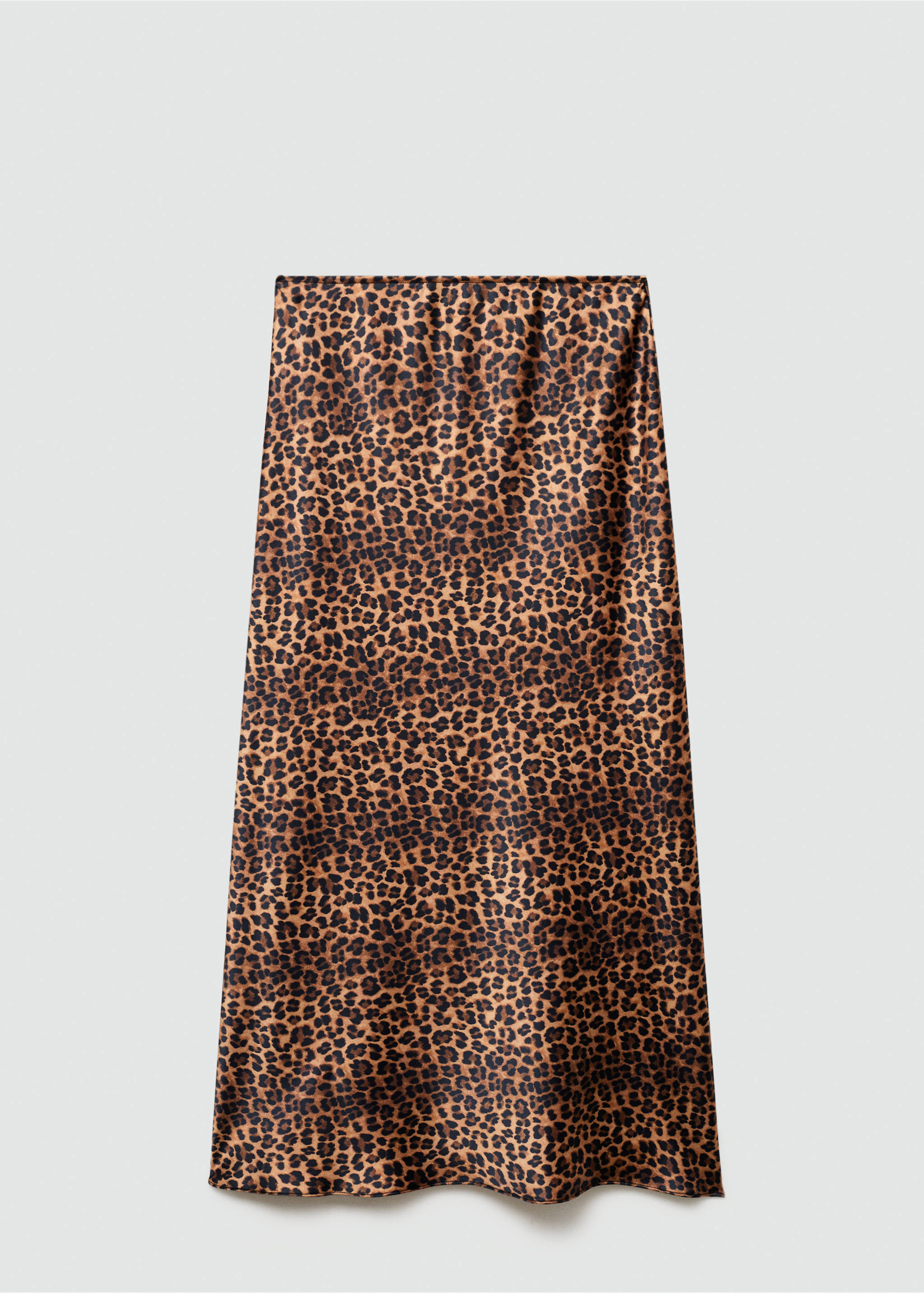 Leopard-print satin skirt - Article without model, Brown. Ref: 77095153-00.