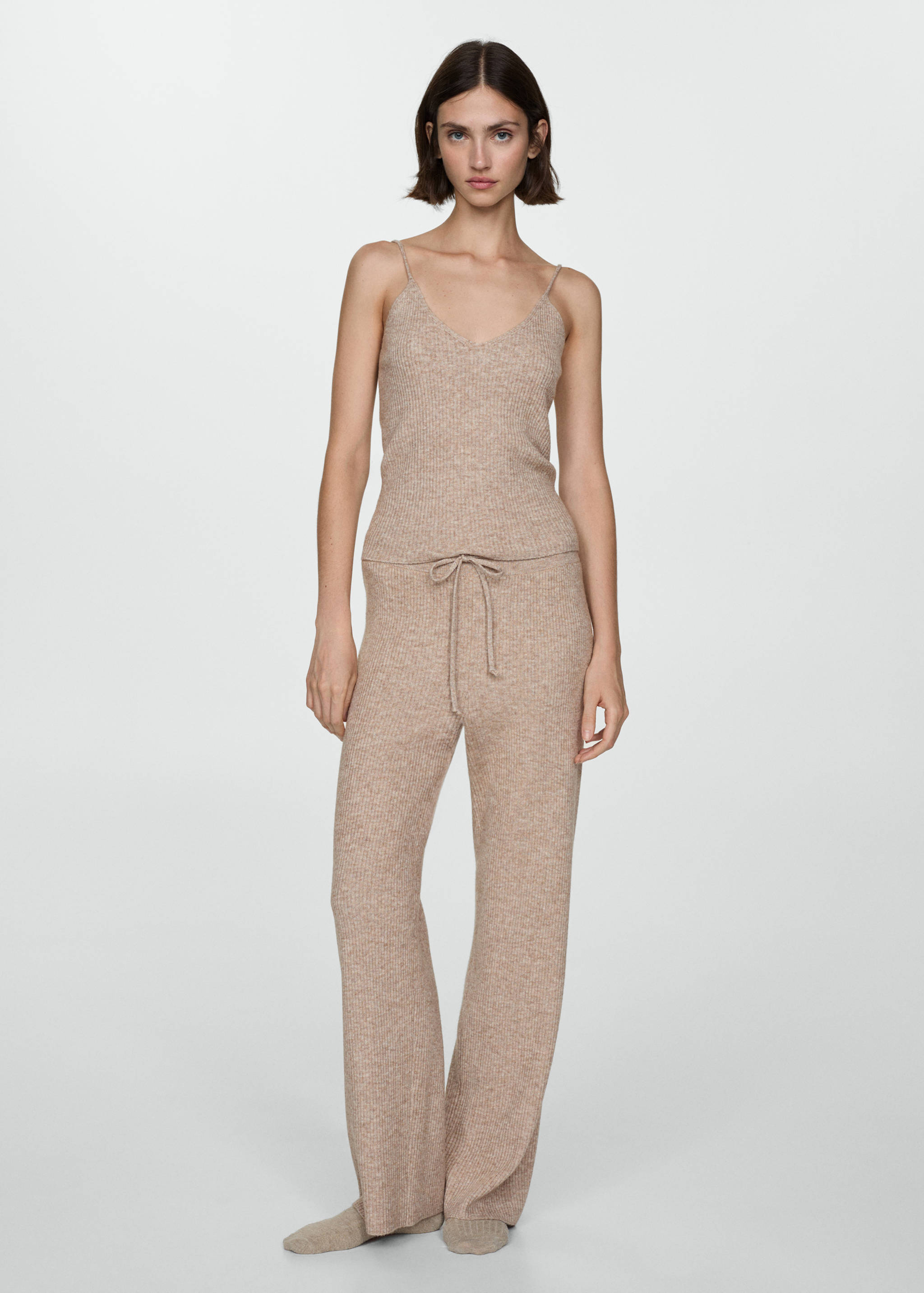 Fine rib-knit trousers - General plane