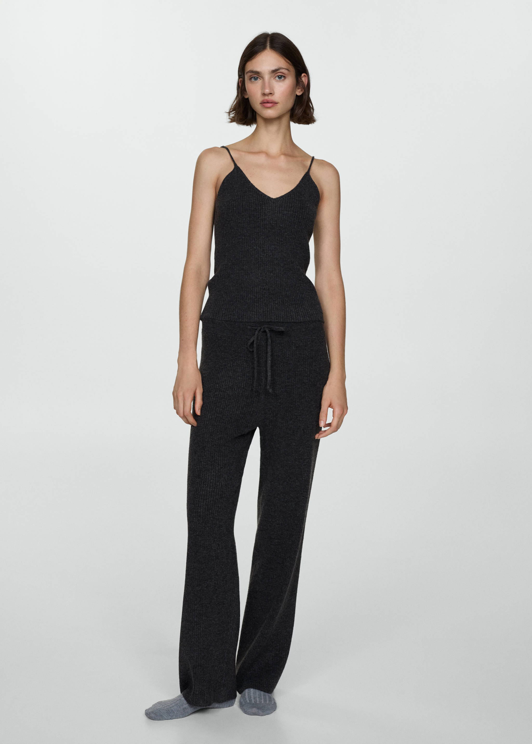 Fine rib-knit trousers - General plane
