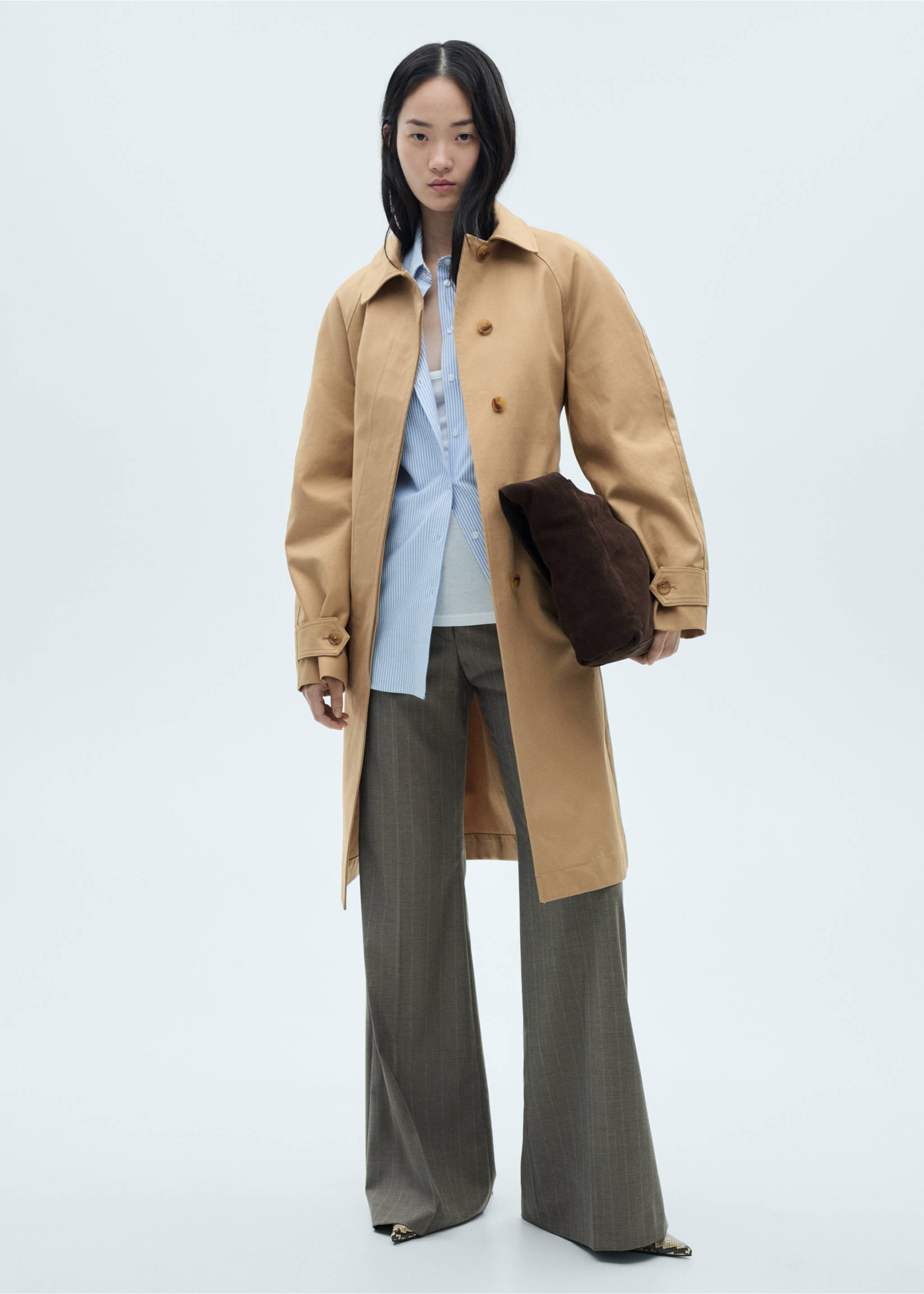 Cotton trench coat with belt - General plane, Medium Brown. Ref: 77095632-00.