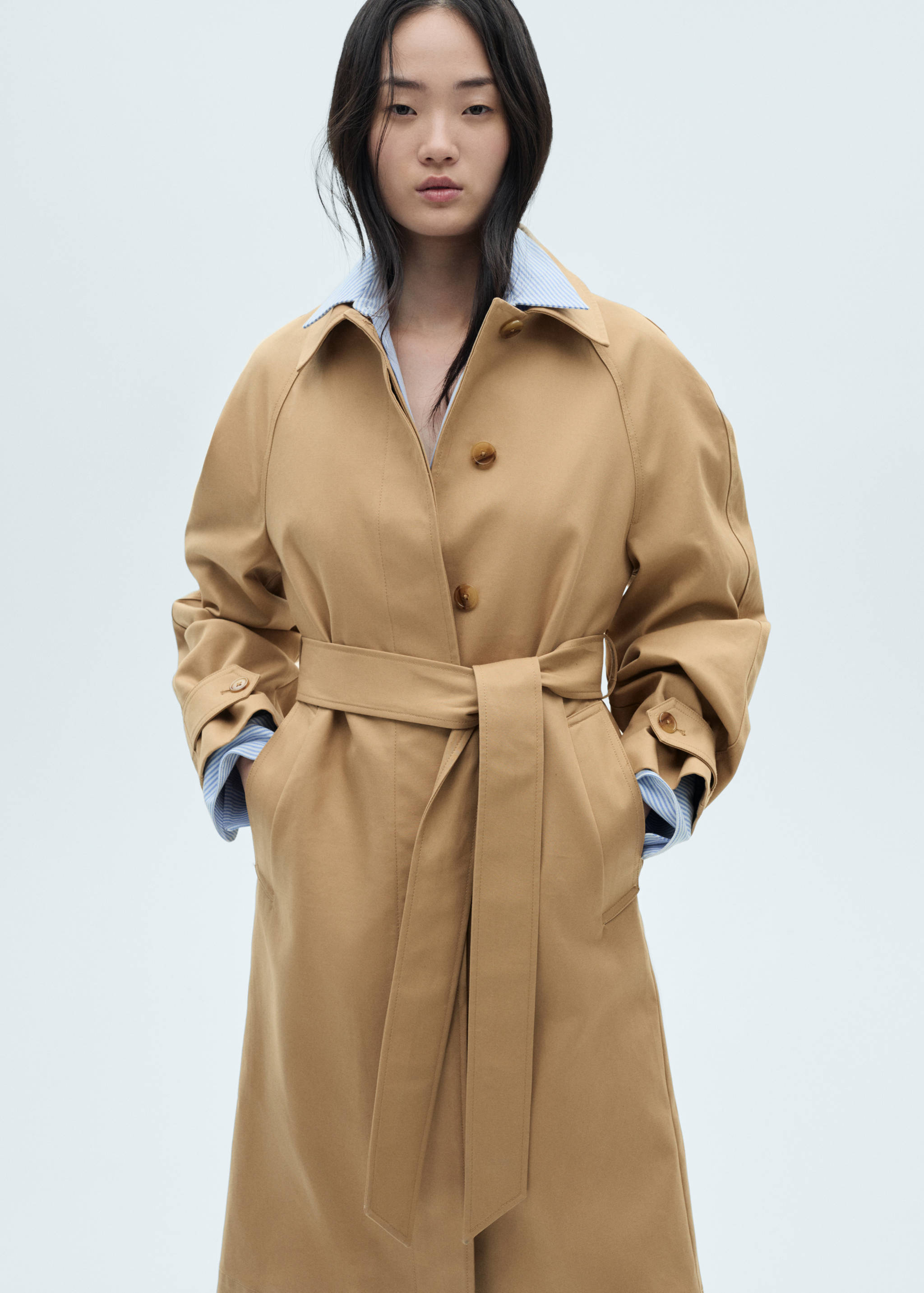 Cotton trench coat with belt - Medium plane
