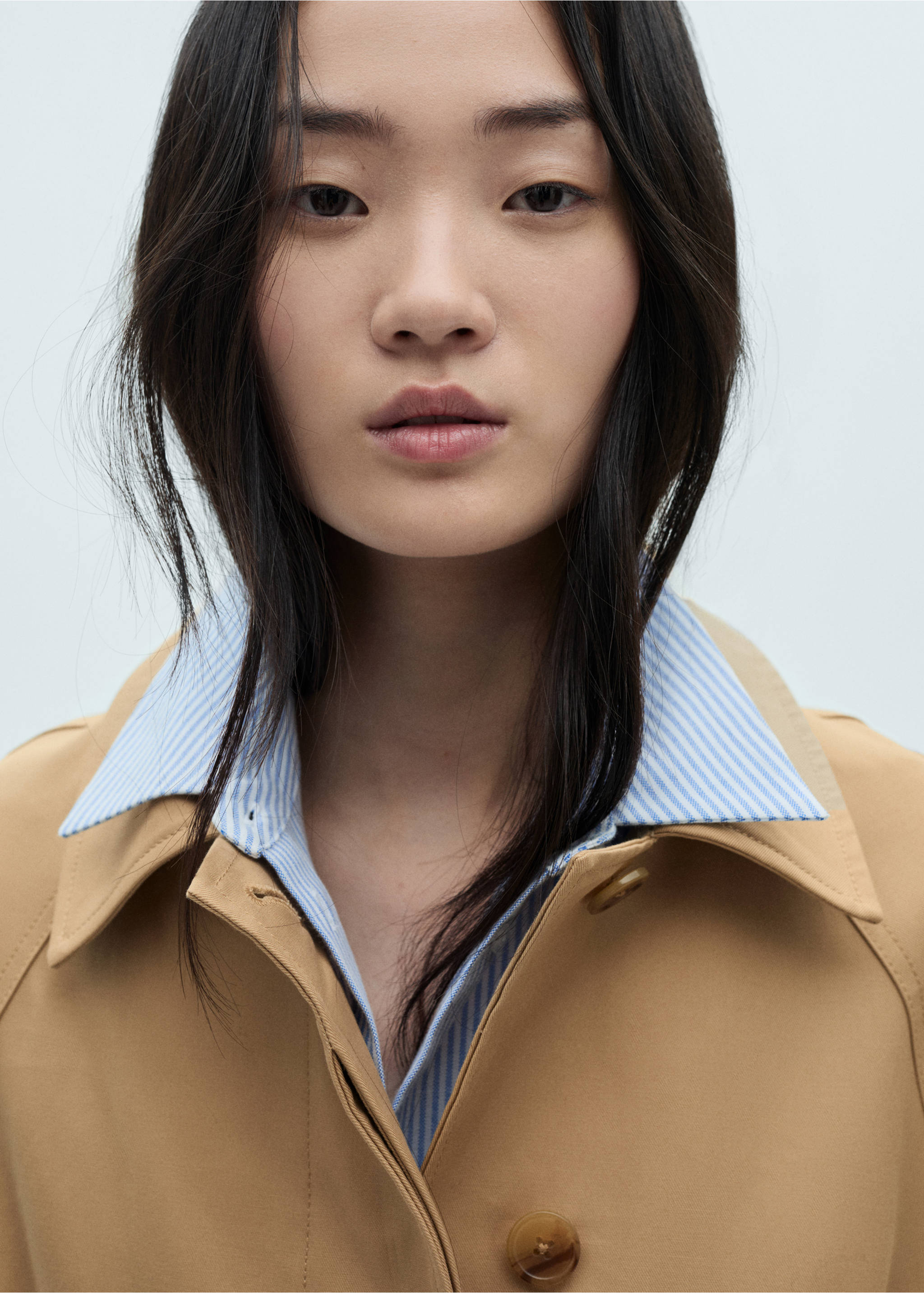 Cotton trench coat with belt - Details of the article 1, Medium Brown. Ref: 77095632-00.