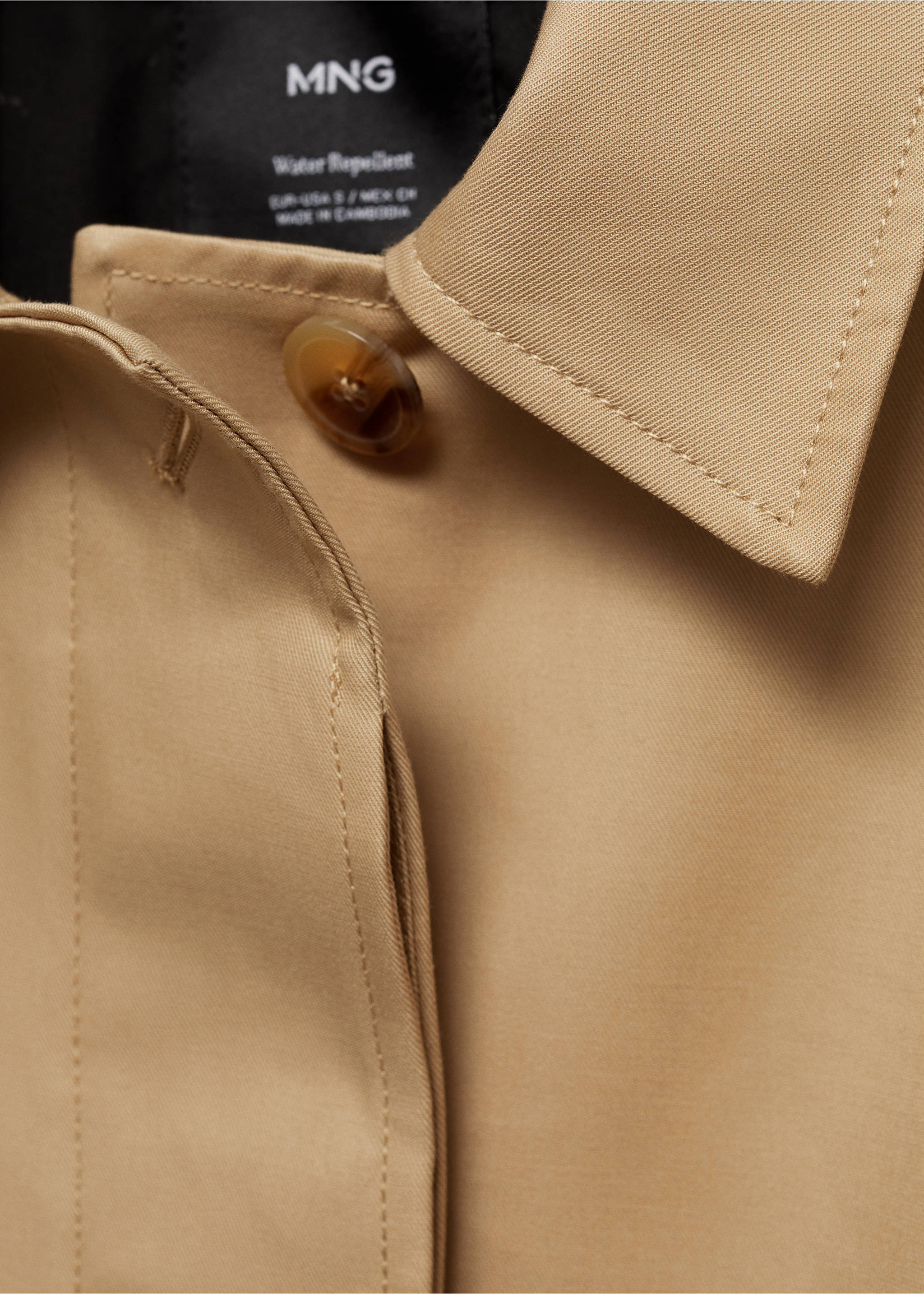 Cotton trench coat with belt - Details of the article 8, Medium Brown. Ref: 77095632-00.
